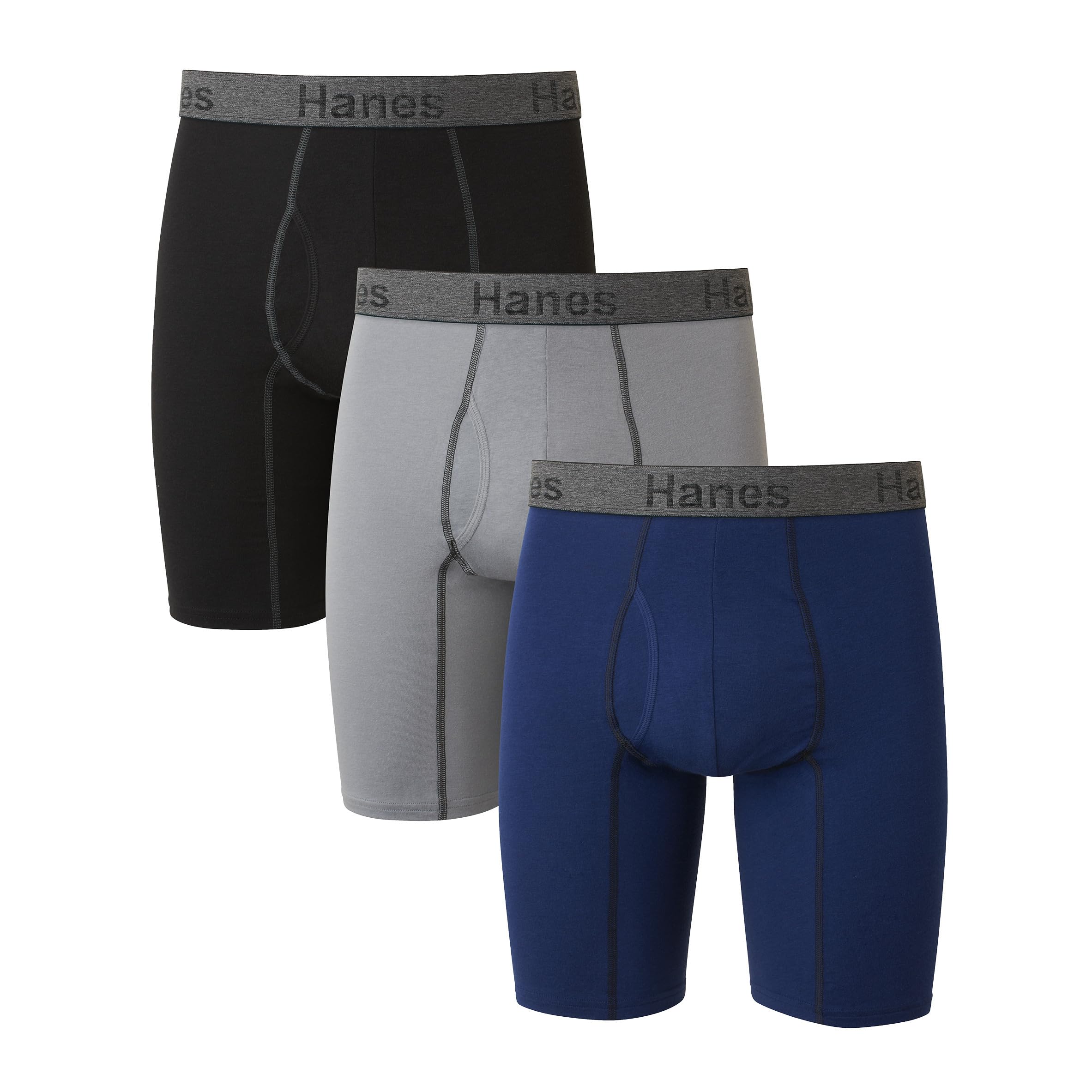 Hanes Boxers Briefs 3-pack Comfort Flex Fit Ultra Soft Stretch Boxer Brief, Available in Regular and Long Leg Comfort Flex Fit Ultra Soft Long Leg Boxer Brief 3-Pack Men's