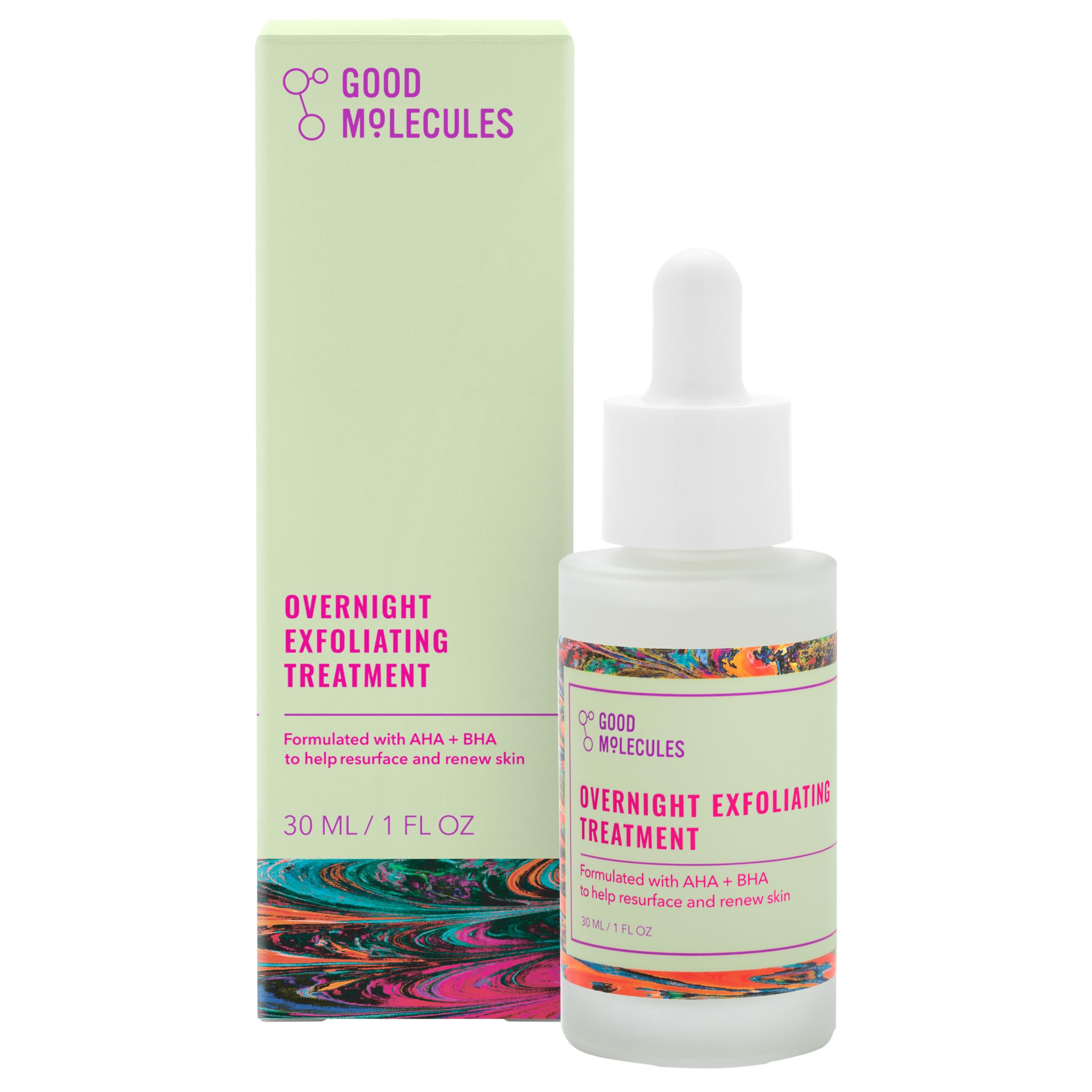 Good MoleculesOvernight Exfoliating Treatment - Facial Exfoliant with AHA for Tone and Texture - Pore Minimizer, Skincare for Face with Salicylic Acid