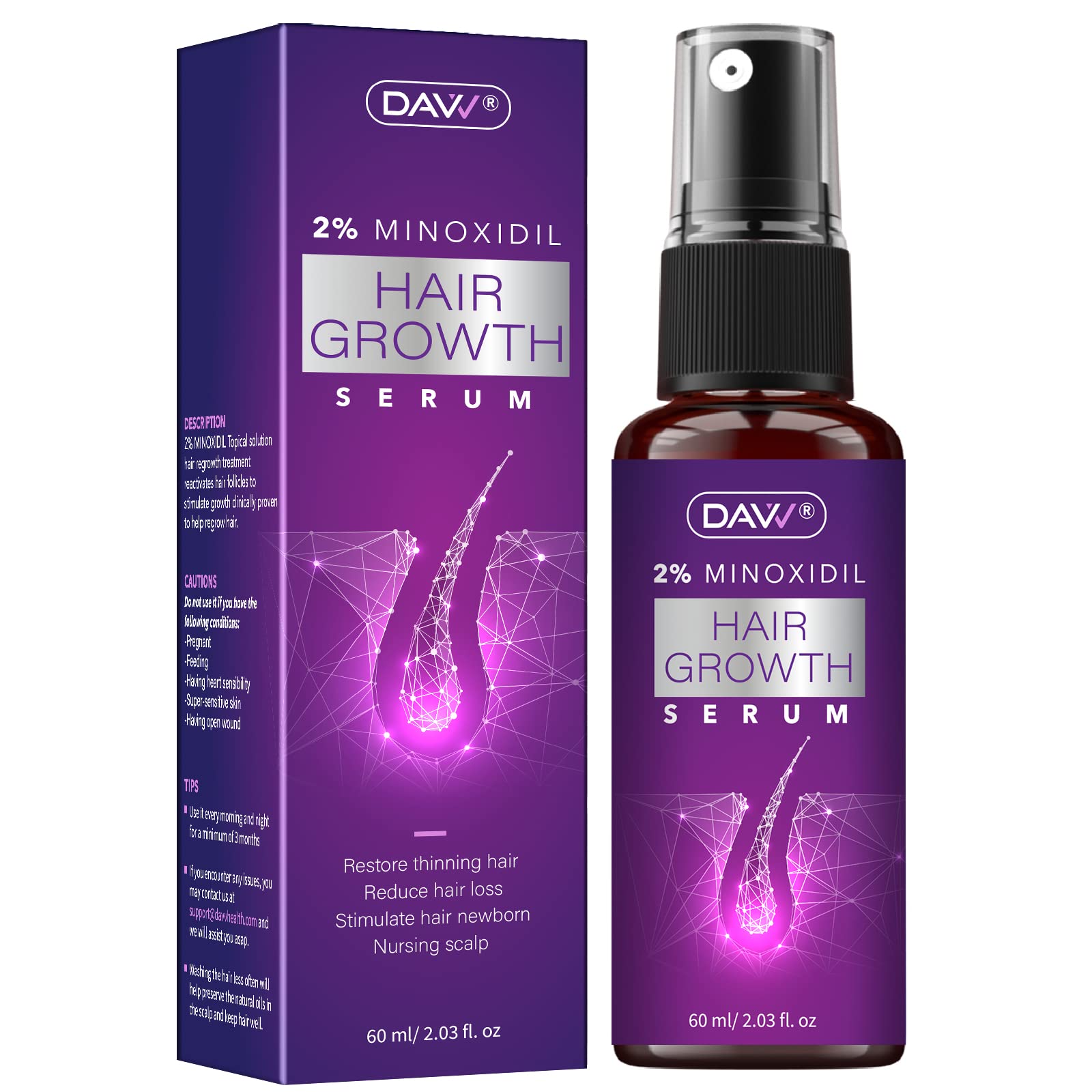 Buy Minoxidil for Women Hair Growth Serum - 2% Minoxidil & Biotin for ...