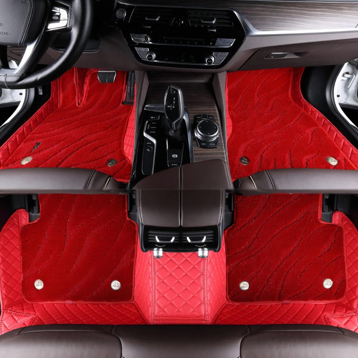 For LINCO Aviator(6seats with) 2020- grade custom car floor mats, suede carpet, all-weather non-slip and waterproof floor protection accessories,Red