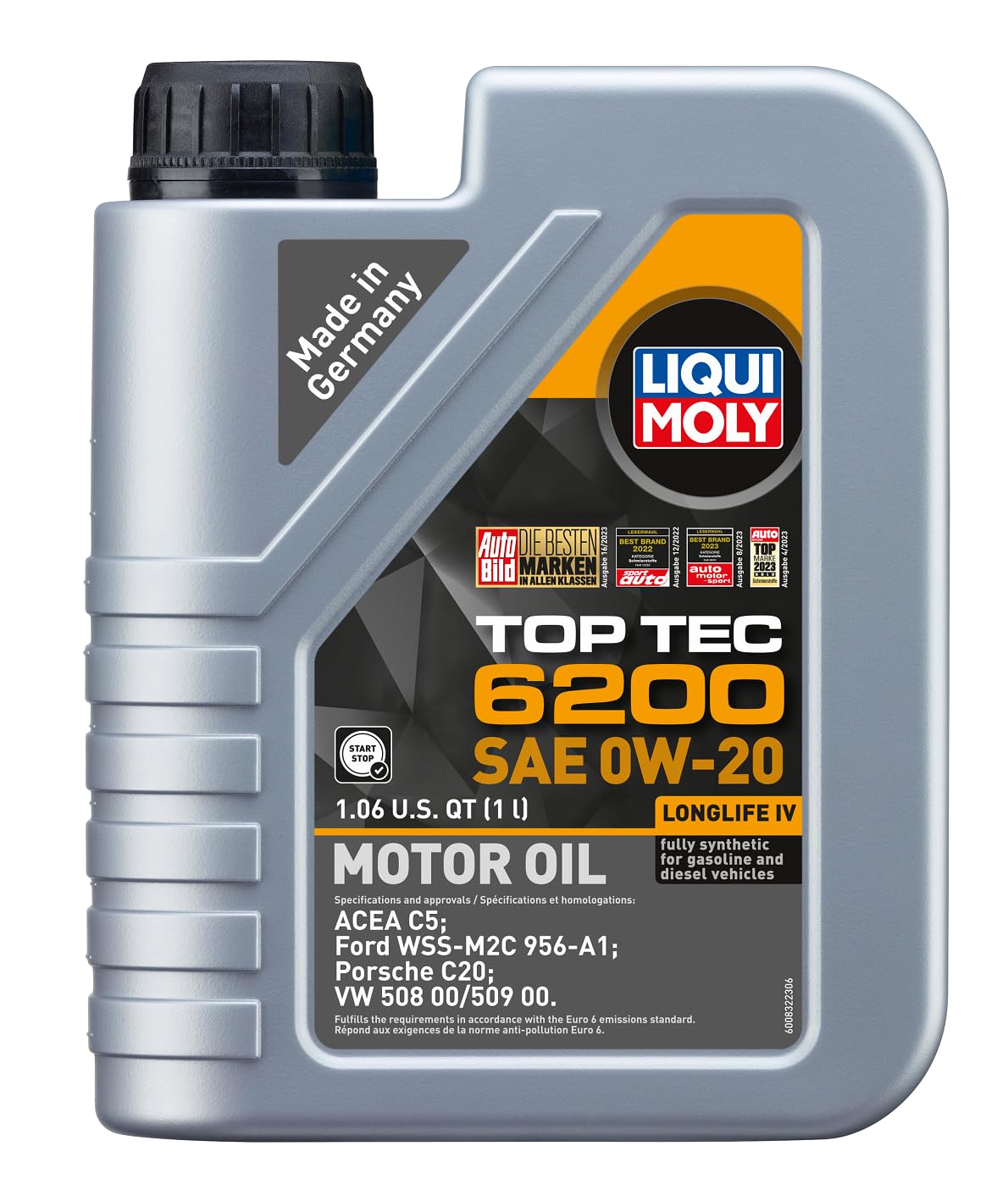 LIQUI MOLY Top Tec 6200 SAE 0W-20 | 1 L | Fully synthetic engine oil | SKU: 20236