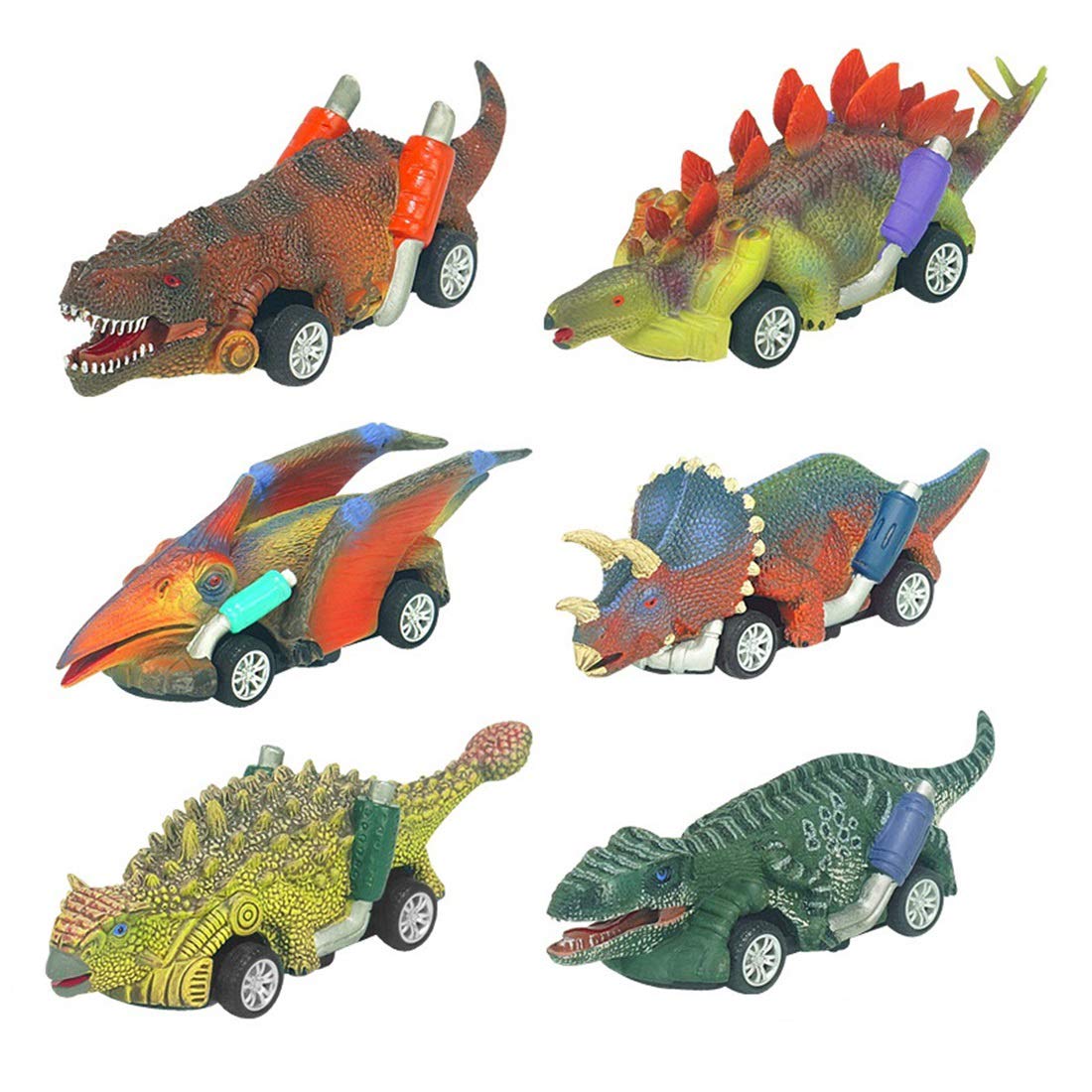 Dinosaur Toys for 2 3 4 5 6 Year Old Boys, 6-Pack Realistic Dinosaur Toys Car for Kids 3-5, Stocking Stuffers for Kids, Christmas Easter Birthday Gifts Party Favors Prizes for Boys Girls 2-10