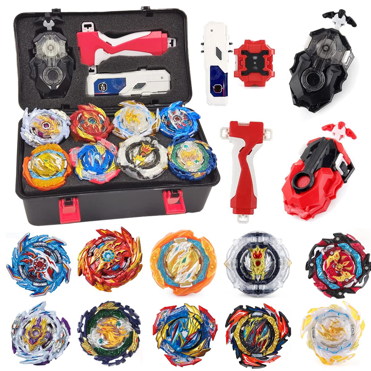 Bey Battling Top Burst Gyros Toy Set Toy Gift for Children Boys Ages 6 8 10 12+ Combat Battling Game 10 Burst Spinning Tops 3 Two Way Launchers Grip Starter