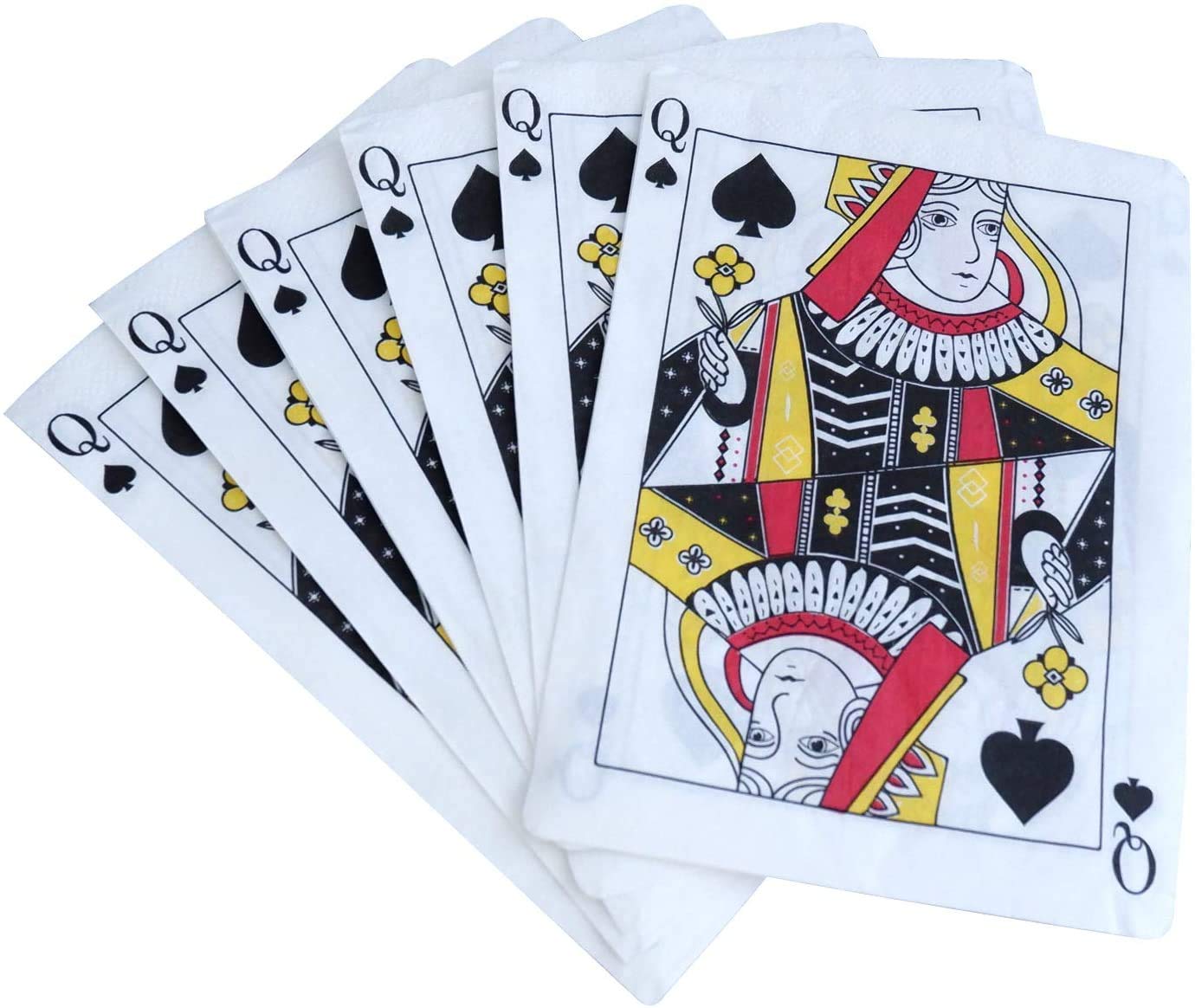 Casino Party Napkins - 50 Pack Queen of Spades Playing Card Shaped Disposable Paper Party Napkins 5"x7" for Casino Night Poker Game Party Supplies Tableware Decoration