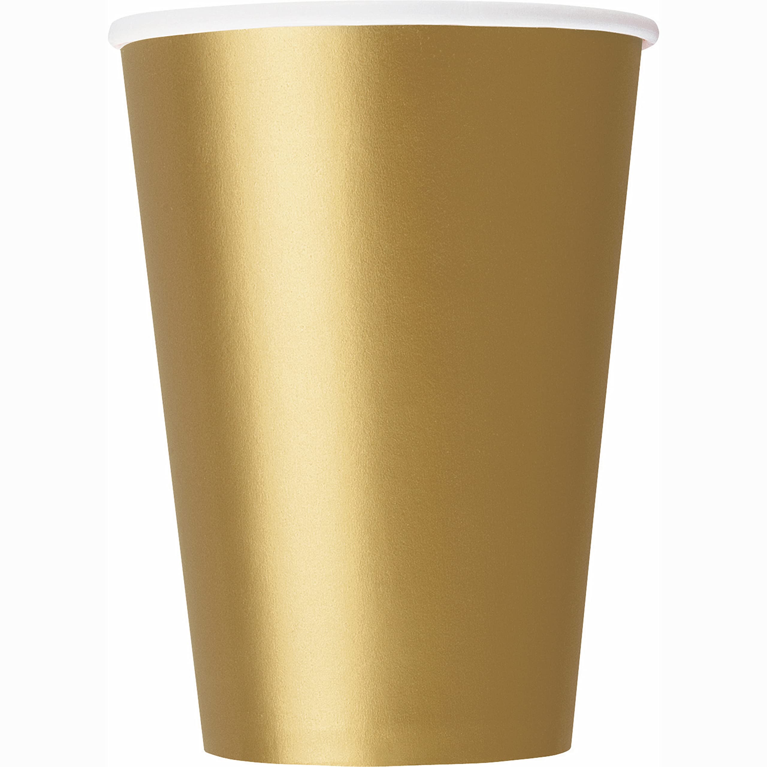 Unique 82153 Paper Cups-266 ml-Gold Colour-14 Count (Pack of 1), Pack of 14