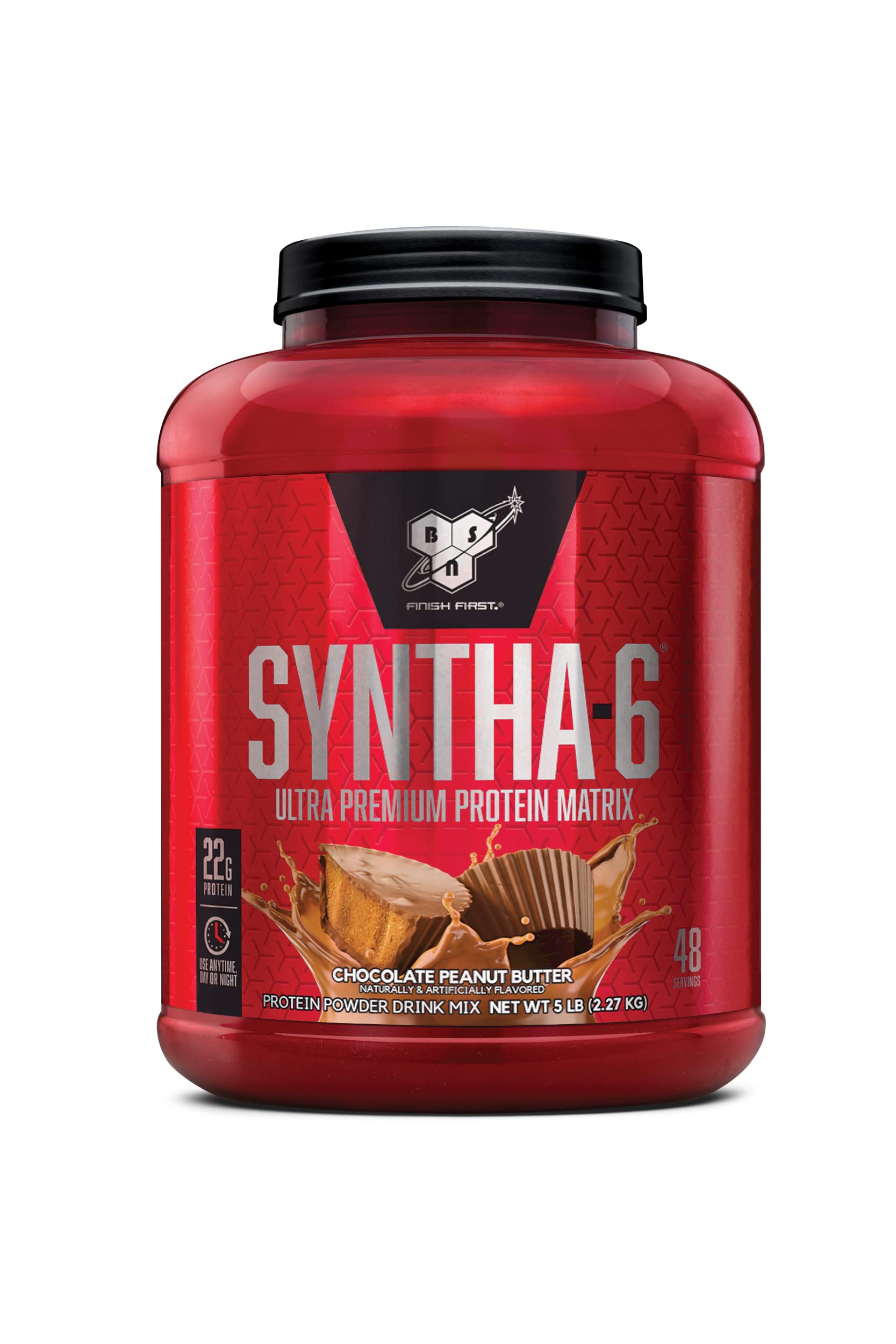 BSN SYNTHA-6 Whey Protein Powder, Peanut Butter Protein Powder with Micellar Casein, Milk Protein Isolate Powder, Chocolate Peanut Butter, 48 Servings (Packaging May Vary)