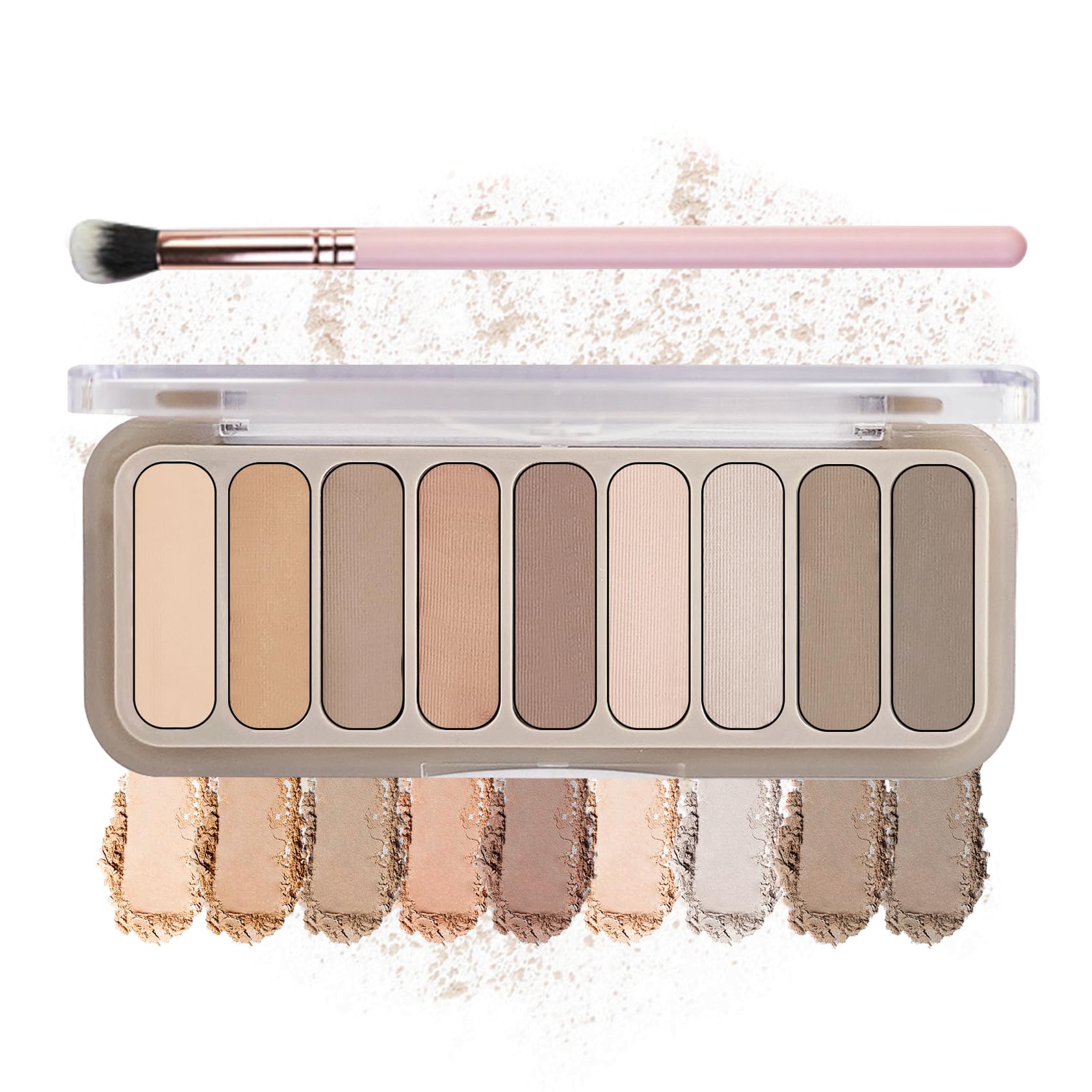 9 Colors Matte Naked Eyeshadow Palette Natural Nude Smoky Brown Taupe Eyeshadow Palette Ultra-Blendable Highly Pigmented Eye Shadow Makeup Palette with Brush-03 Cement Color