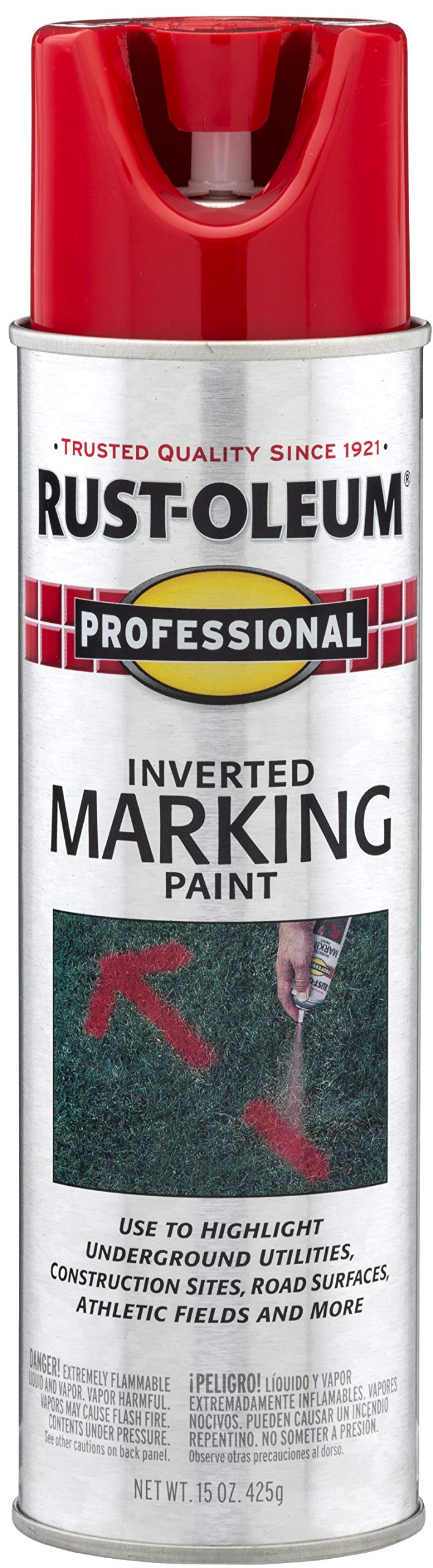 Rust-OleumProfessional Inverted Marking Paint Spray Safety Red, 15 Ounce, 2564838