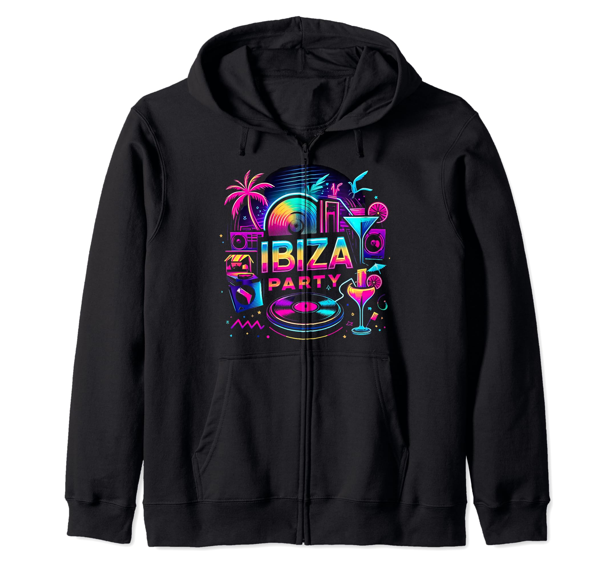 Ibiza Party outfit – Vibrant Beach Vibes for Nightlife Zip Hoodie