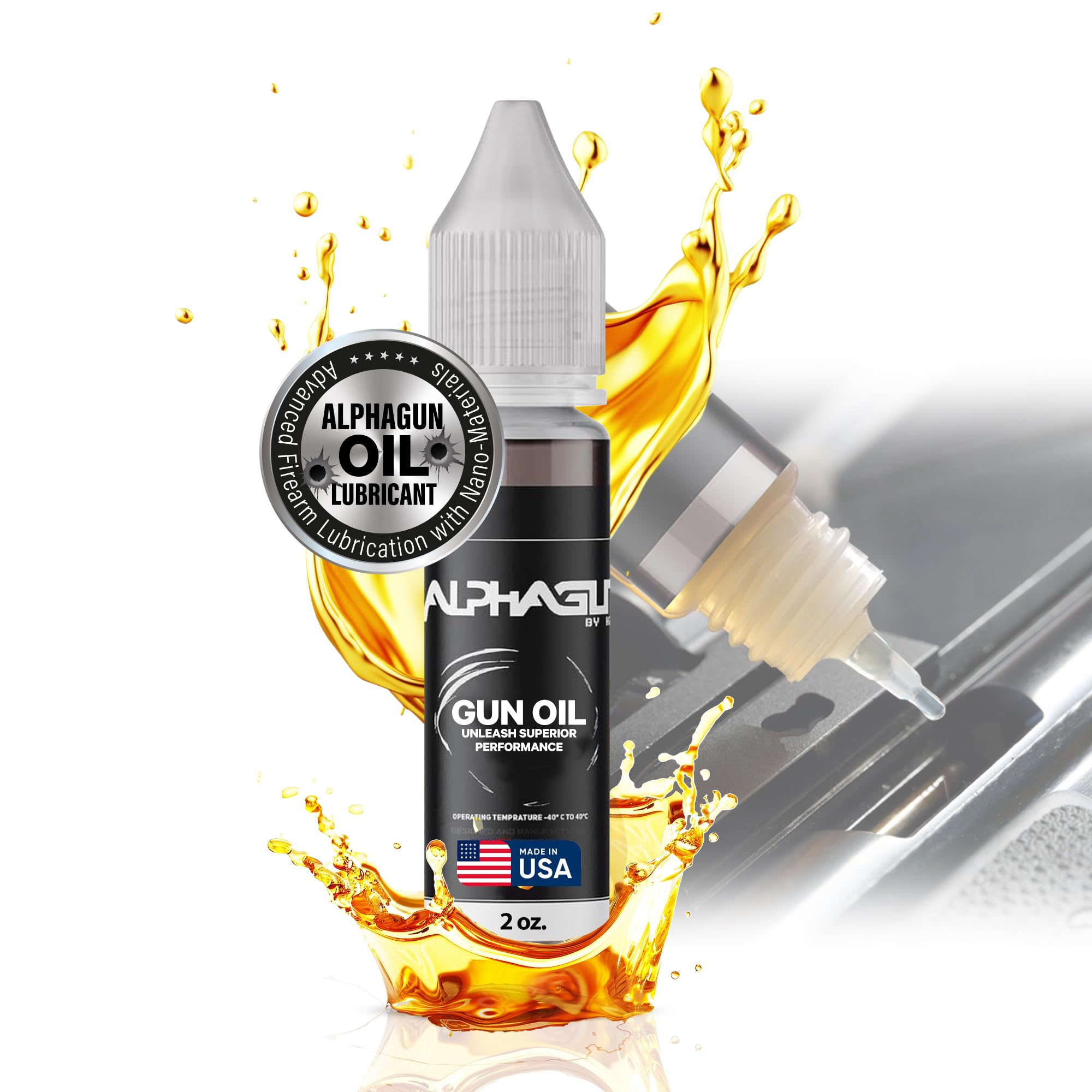 Nano and Polar Charged Technology | ALPHAGUN Gun Oil | Knife Pivot Oil | Lubricating Oil | Ballistol Gun Lubricating Oil | Pistols Rifles Shotguns | Gun Lubricant | USA 2oz