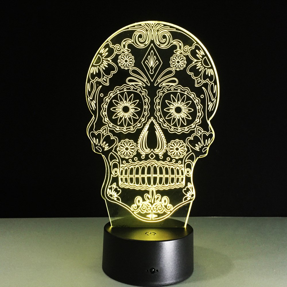 Luminarias Night Light 3D LED Lamp Skull 3D Lights Children's Nightlight Visual Led Night Light Illusion Mood Lamp 7 Colors Lamp