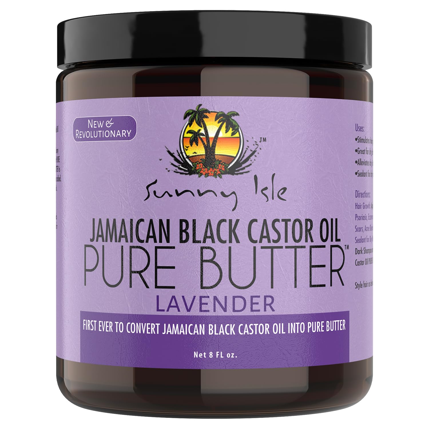 Sunny Isle Jamaican Black Castor Oil Pure Butter Lavender, Brown, 8 Fluid Ounce