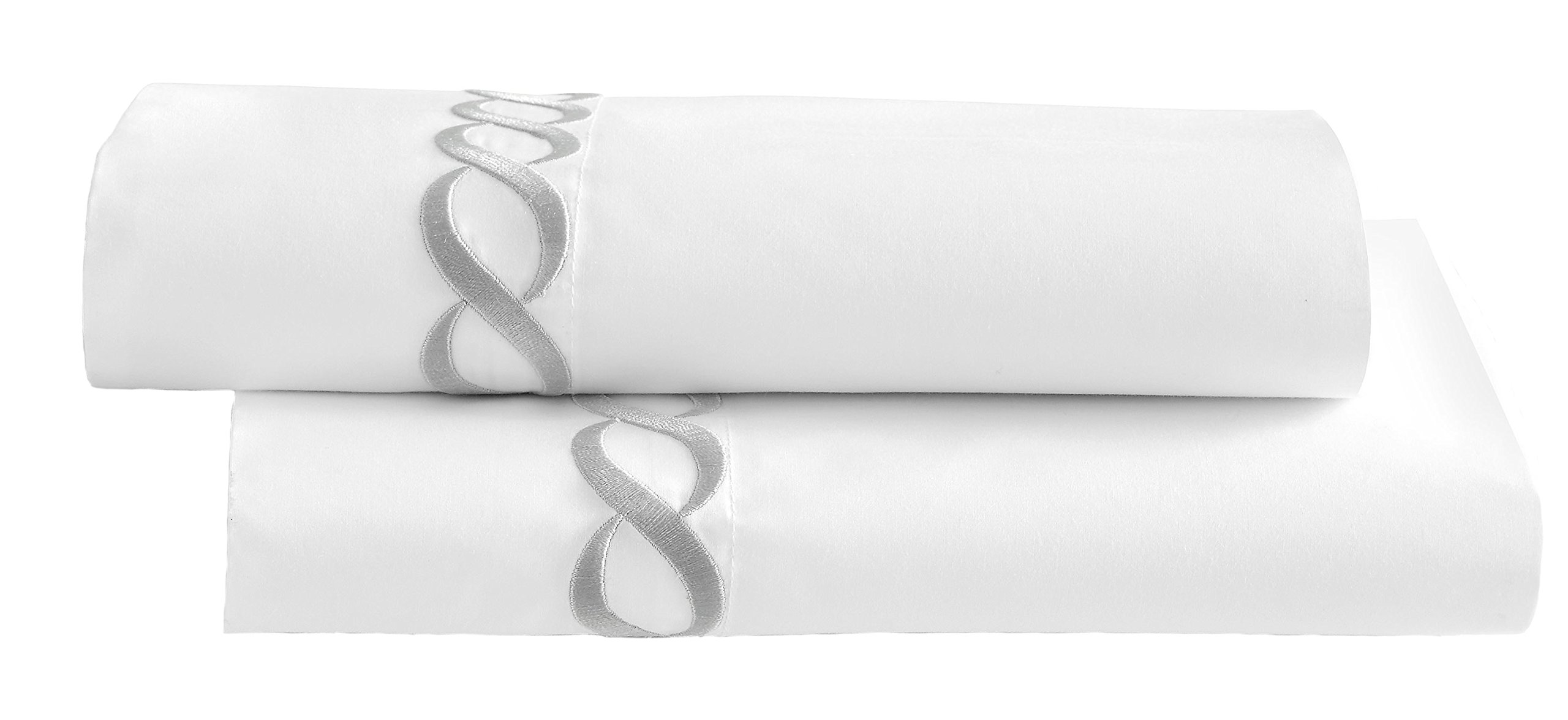 Kassatex Catena Bedding Collection Euro Sham Set, SILVER