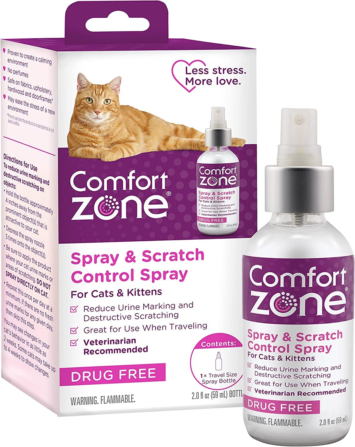 Comfort Zone Spray & Scratch Control Cat Calming Spray (2 x 2 Oz (4 oz Total))