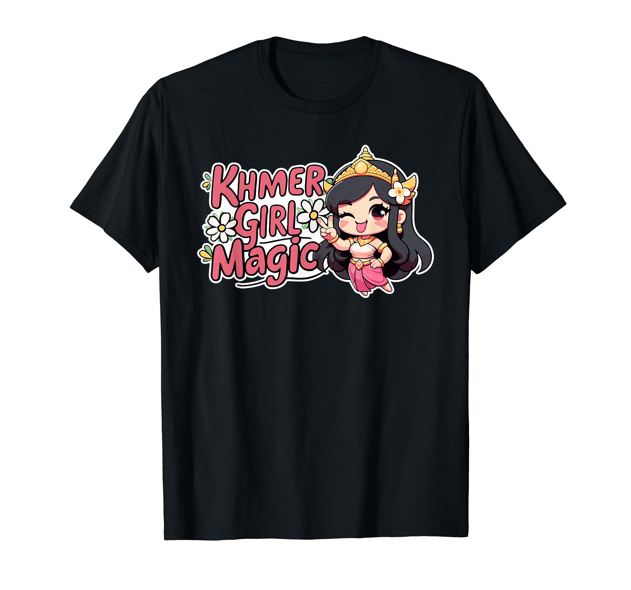 Khmer Women Cute Chibi Cambodian Apsara Design T-Shirt