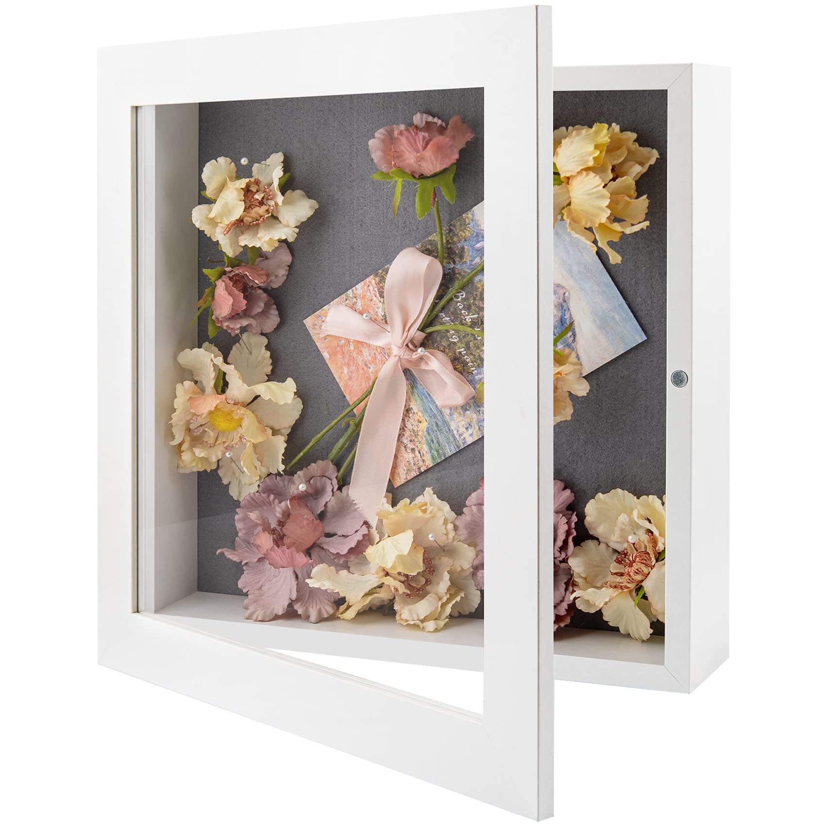 Golden State Art, Shadow Box Frame Display Case, 2-inch Depth, Great for Collages, Collections, Mementos (11x11, White)