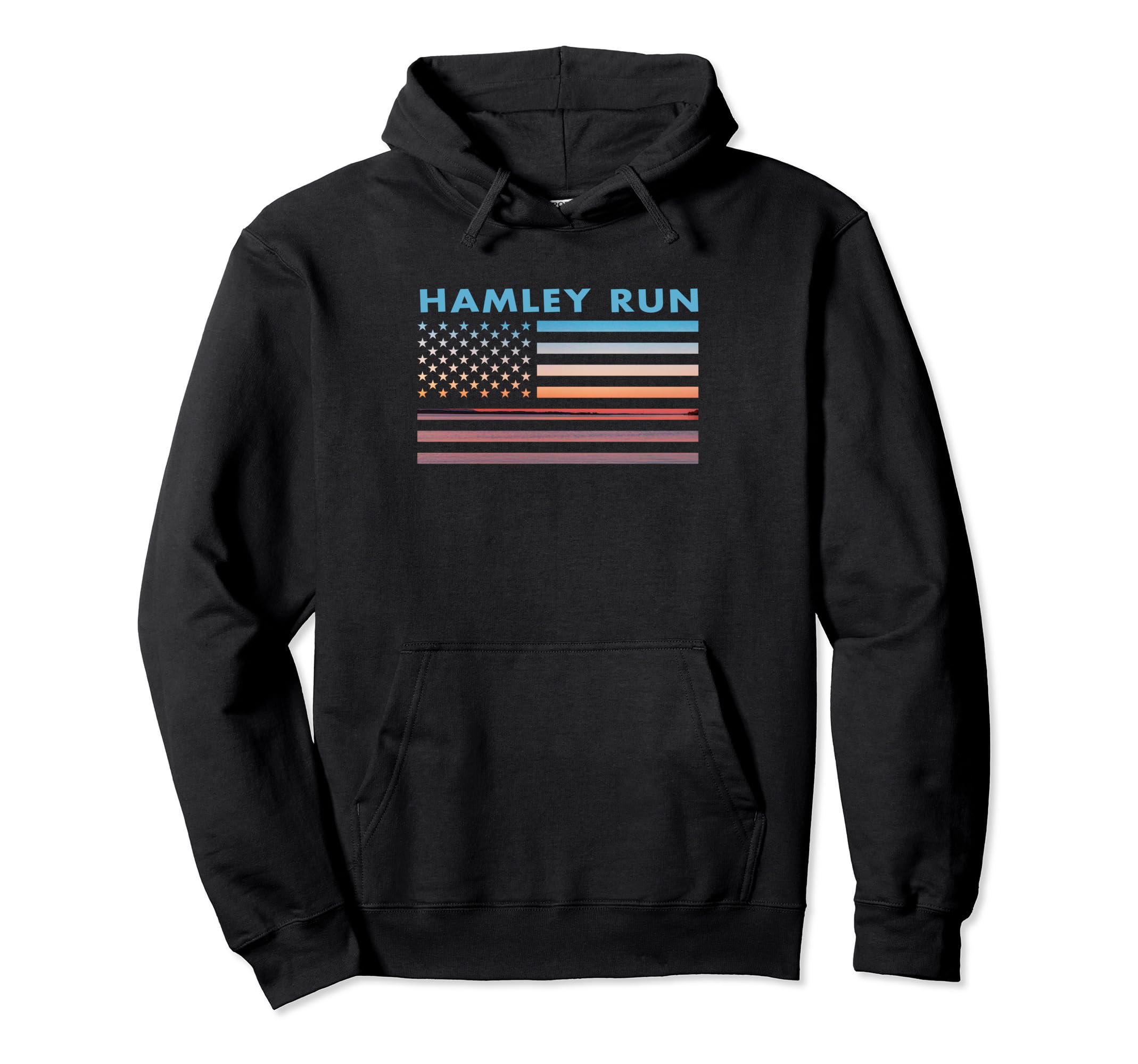 Vintage Sunset American Flag Hamley Run, Ohio Pullover Hoodie