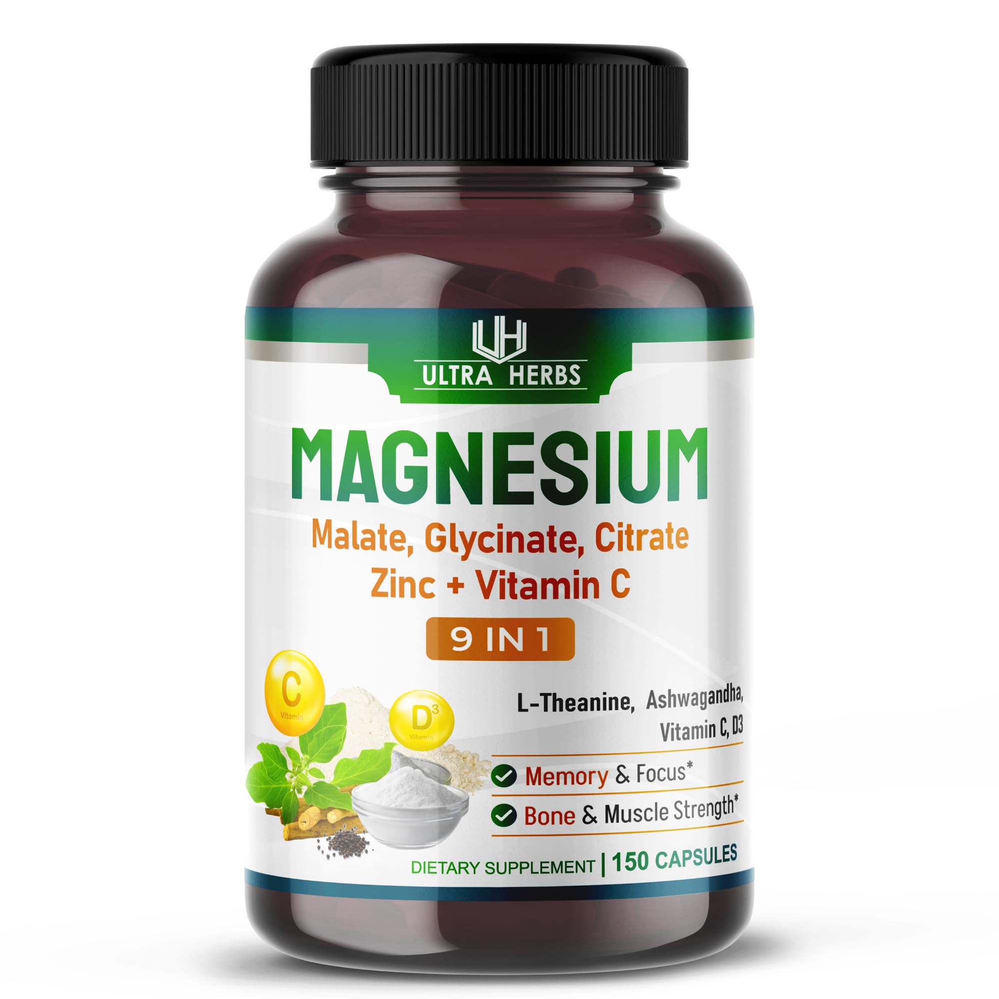 Tripple Magnesium Complex, with Magnesium Malate, Glycinate, Citrate - High Absorption Magnesium Supplement for Sleep Quality, Nerve & Muscle Relaxation | 150 Capsules