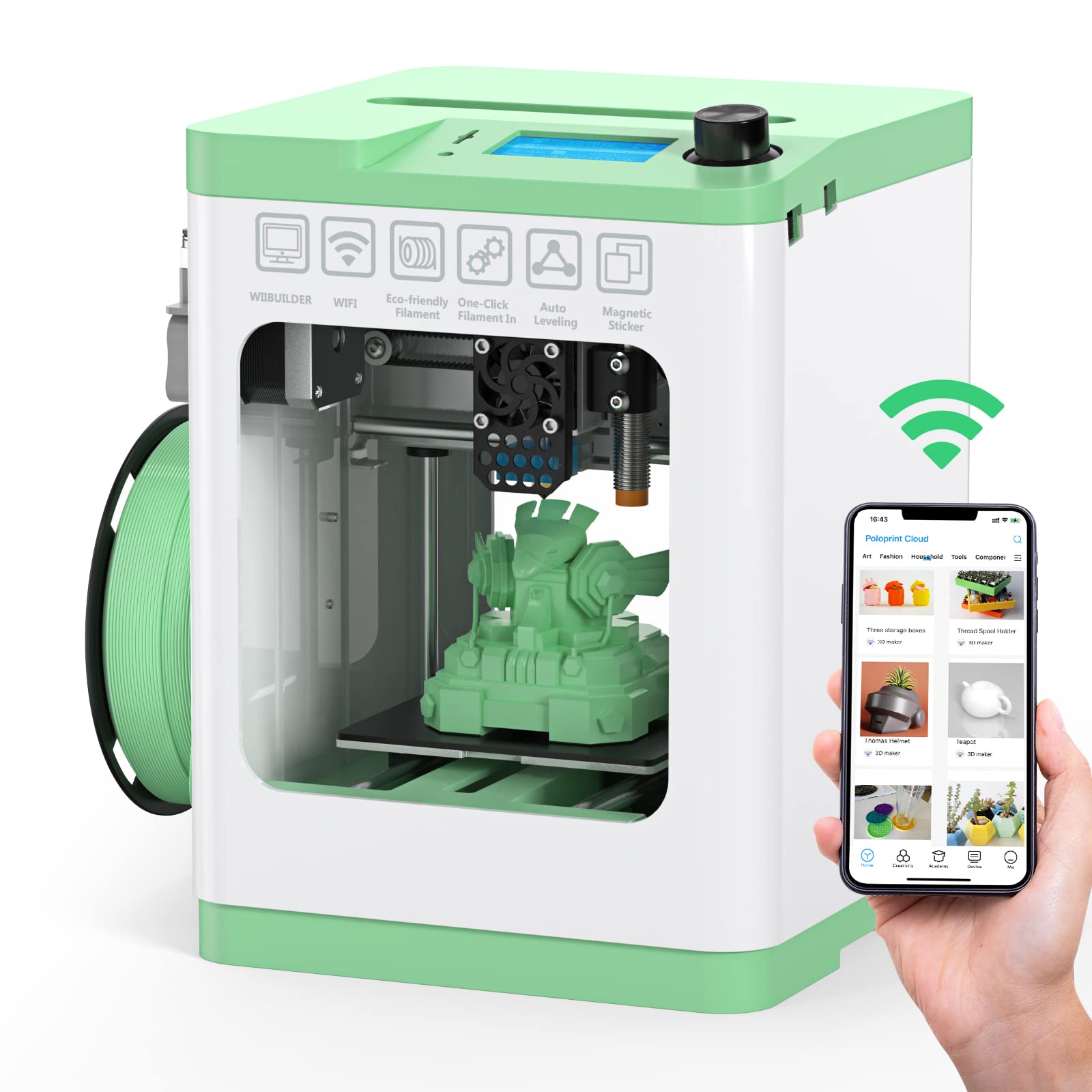 Tina2S 3D Printers with Wi-Fi Cloud Printing, Fully Assembled and Auto Leveling Mini 3D Printer for Beginners, High Precision Printer with Smart Control and Heated Spring Steel Build Plate