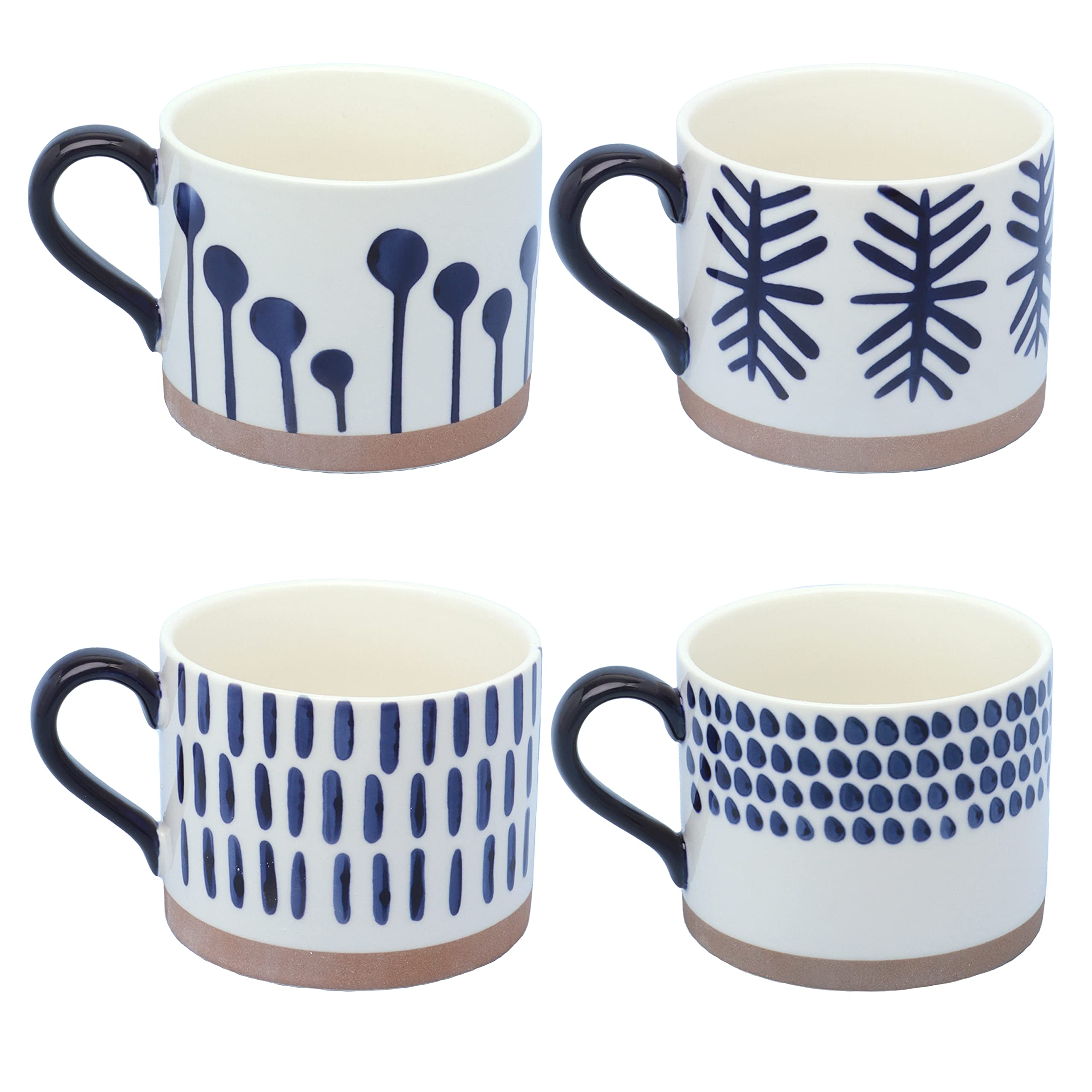 G Decor Set of Four Milo Ceramic Patterned Abstract Coffee Mug Cups