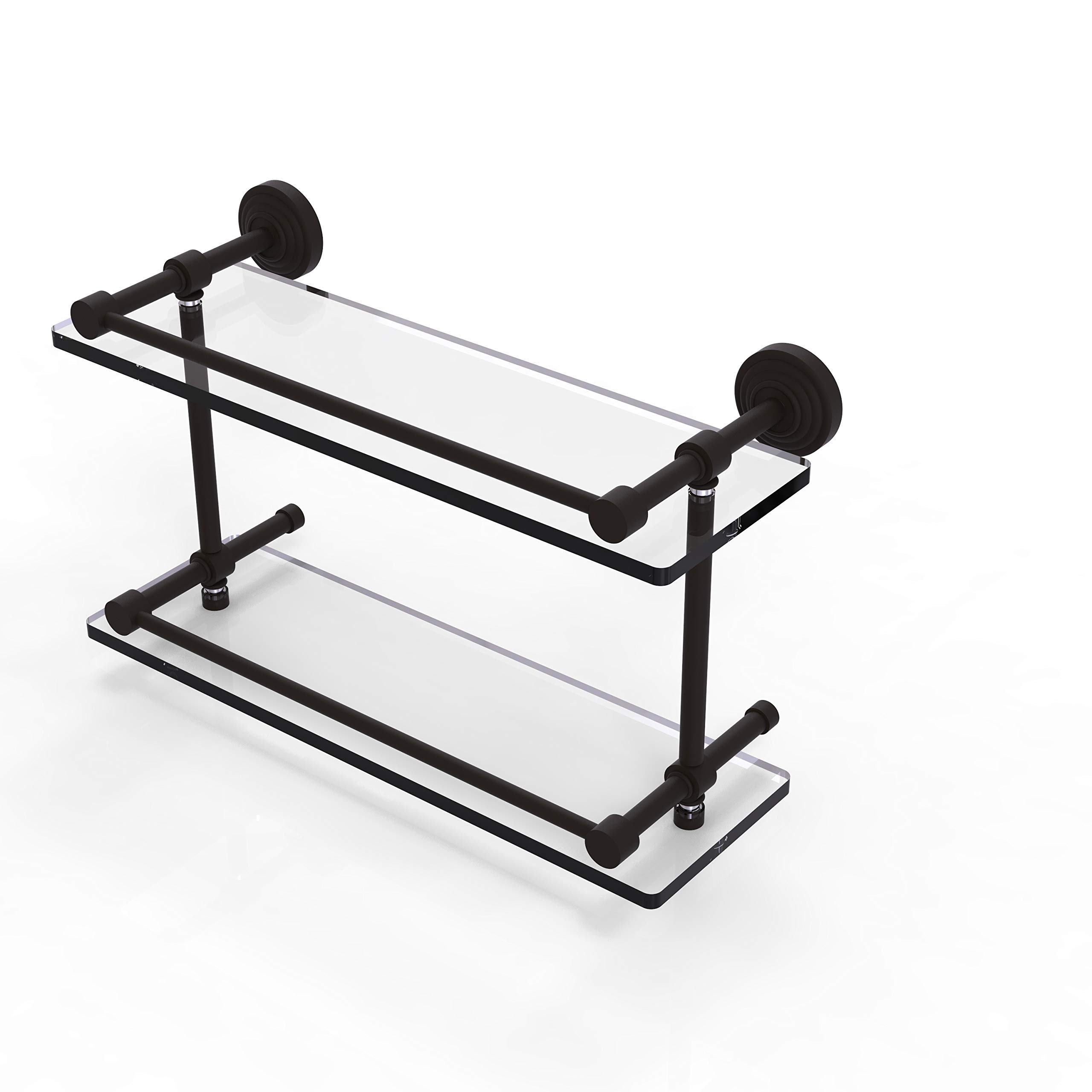 Allied BrassWP-2/16-GAL-ORB Wp 2 Gal Waverly Place Inch Double Gallery Rail Glass Shelf, 16 Inch, Oil Rubbed Bronze