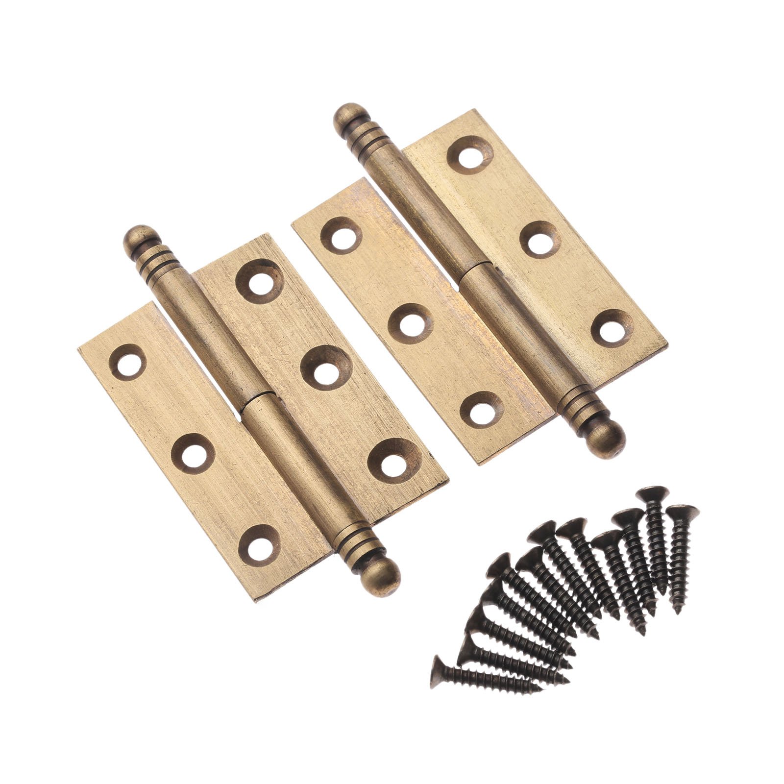 dophee 2pcs Vintage Industrial Style Folding Butt Hinges with Screws for Cupboard Cabinet Door Wardrobe Wooden Boxes Cases Furniture Hardware, Antique Brass, 2.83"x1.97"x1.34"