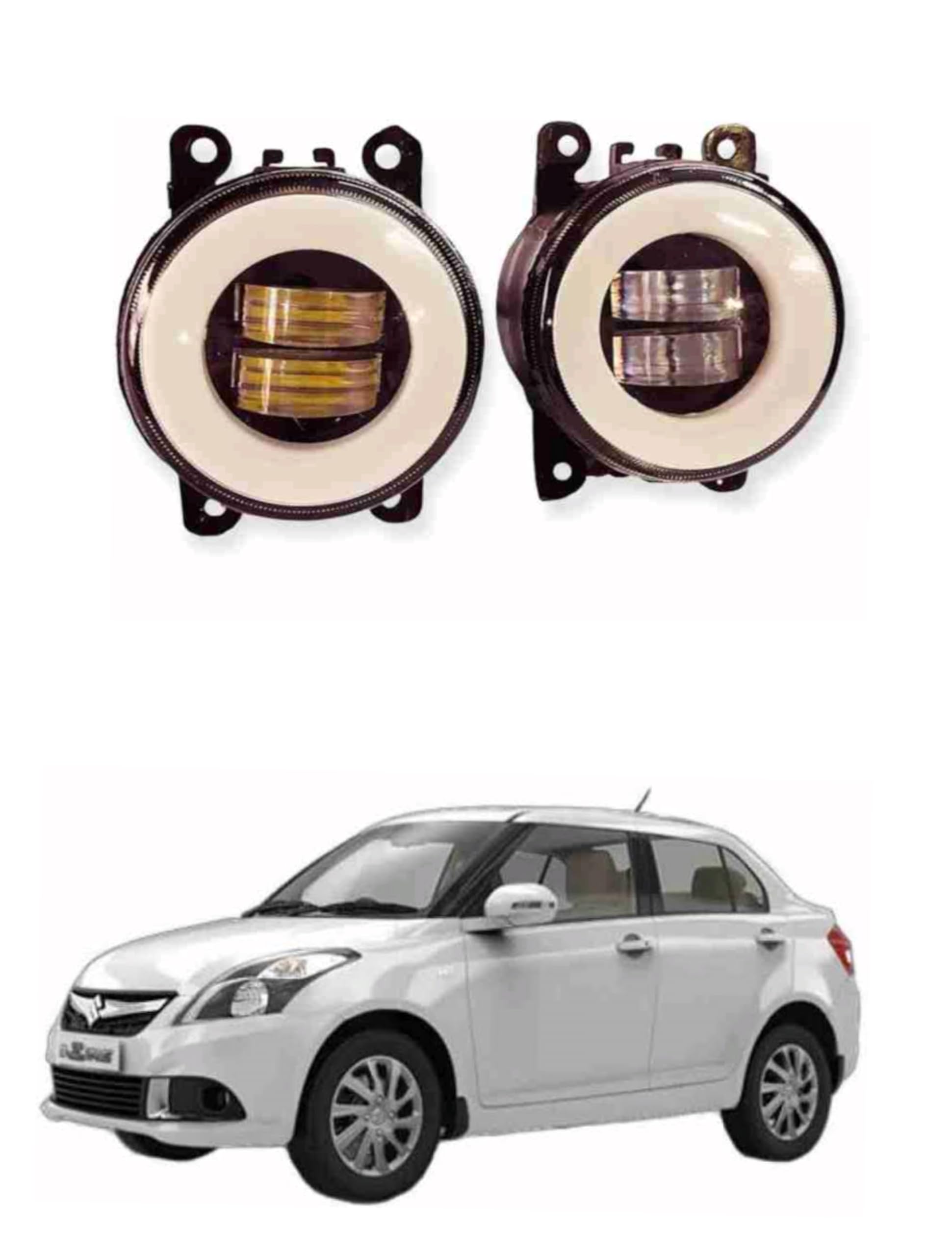 SIGMATECH Car white DRL Two lens projector led Fog Lamp For Swift, Ritz, Swift Dzire, Baleno, WagonR, S Cross, XL6, Ertiga, SX4, Ignis, Ciaz, Brezza Celerio, Kwid, Nexon,Scorpio,Tata punch