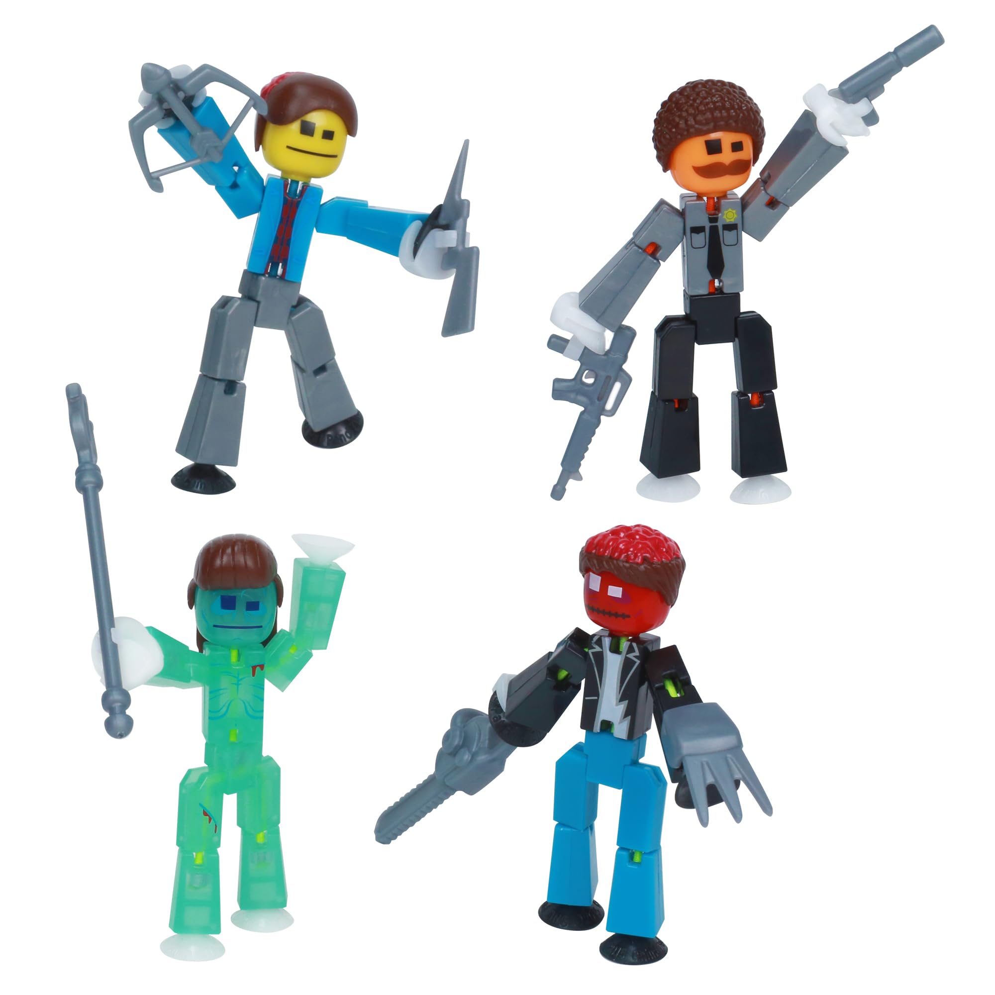 ZingStikBot Zombie Hunters Pack, Set of 4 Printed StikBots Collectable Figures, Includes 4 StikBots and Accessories, Stop Motion Toy for Kids Ages 4 and Up