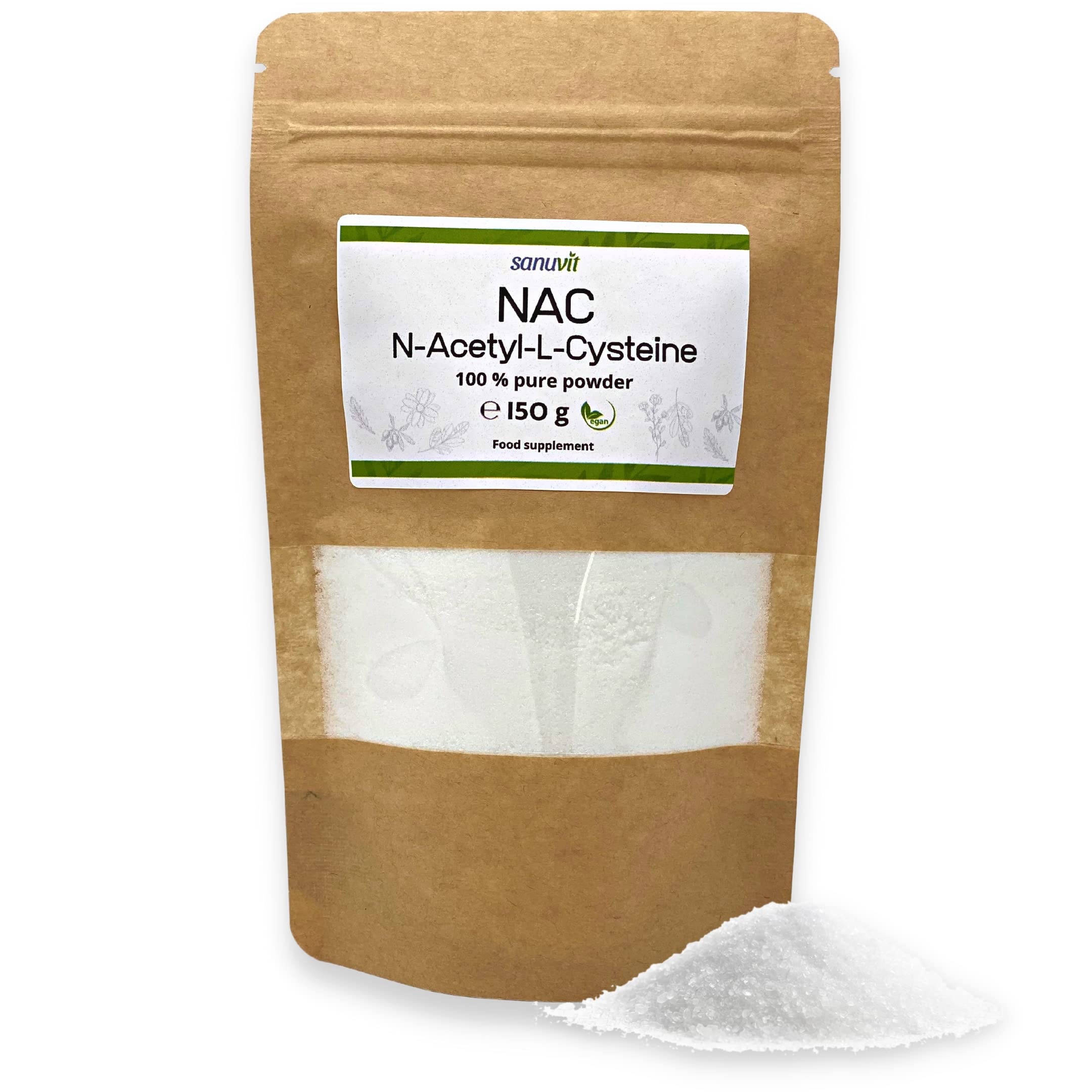 Sanuvit® - NAC Powder | 150g per Bag | 6 Months' Supply | N-Acetyl-L-cysteine | High bioavailability and Tolerance | Vegan