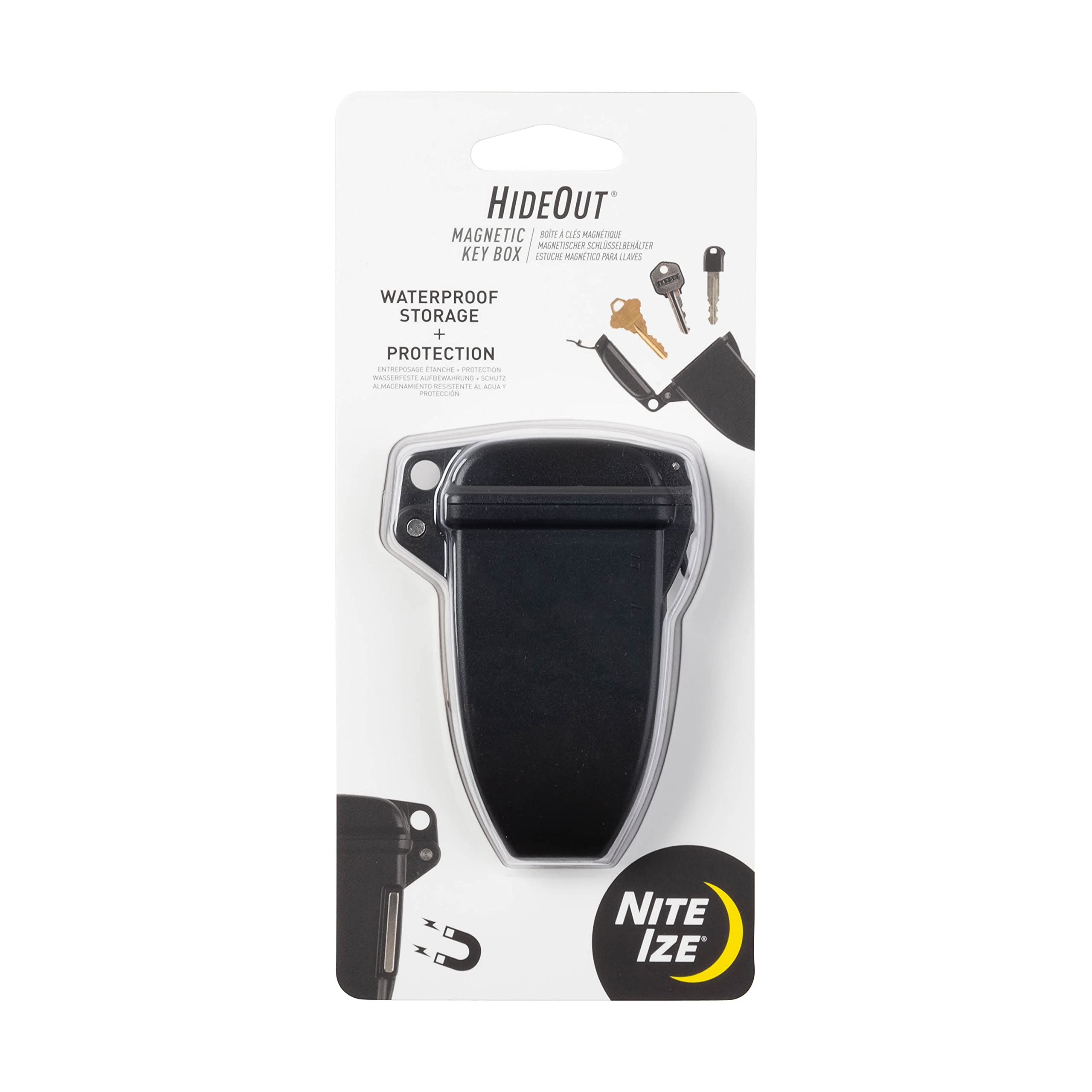 Nite IzeKBS-01-R7 Hideout, Waterproof Magnetic Key Hider Attaches Non Metal Surfaces, Black, Original