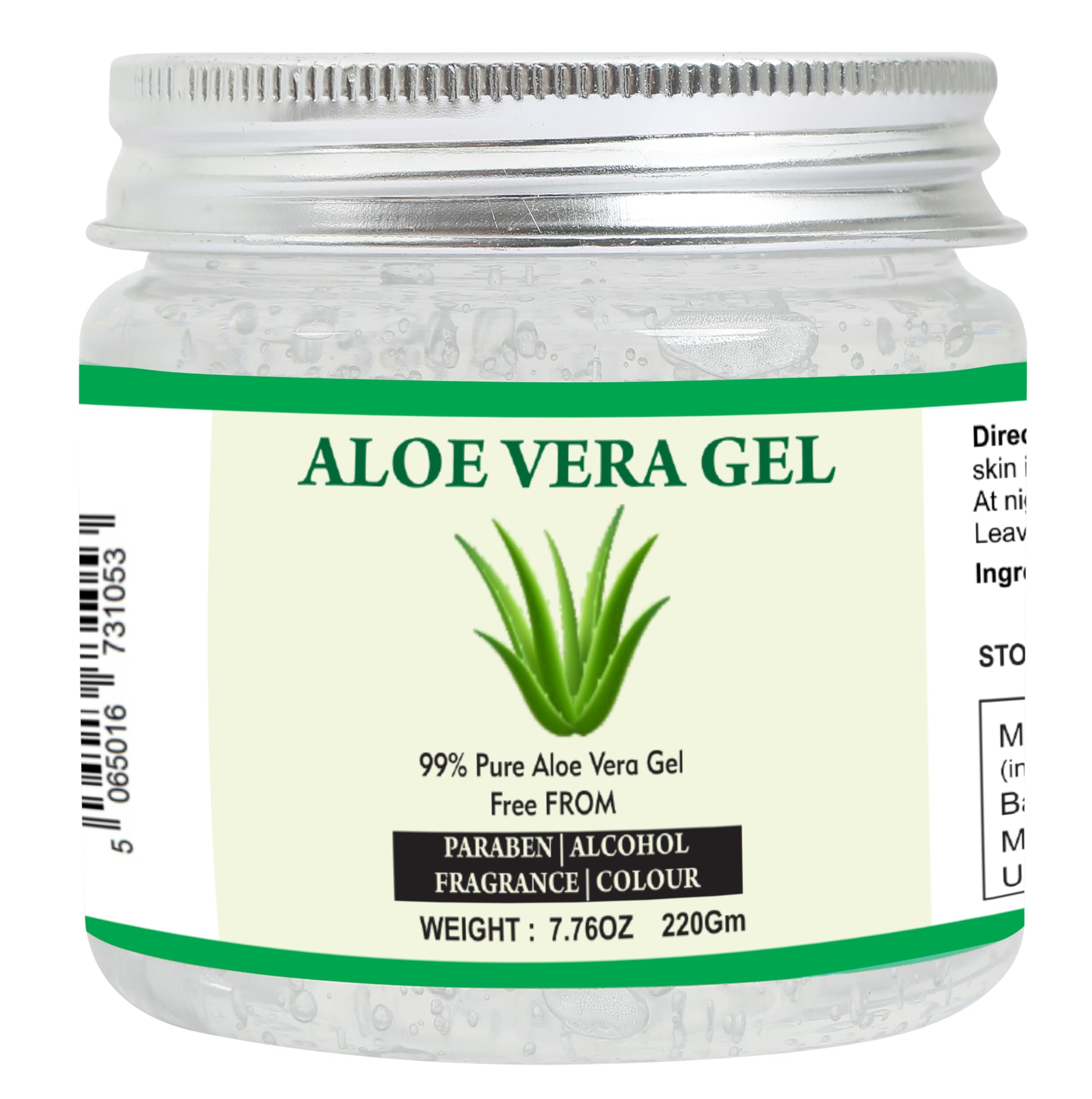 Raslok Aloe Vera Gel Pure Natural Aloe Gel For Moisturizing Face Skin & Hair Care,Durable Moisturizing Hydrating Soothing After Sun Repair Non-Sticky (220gm)