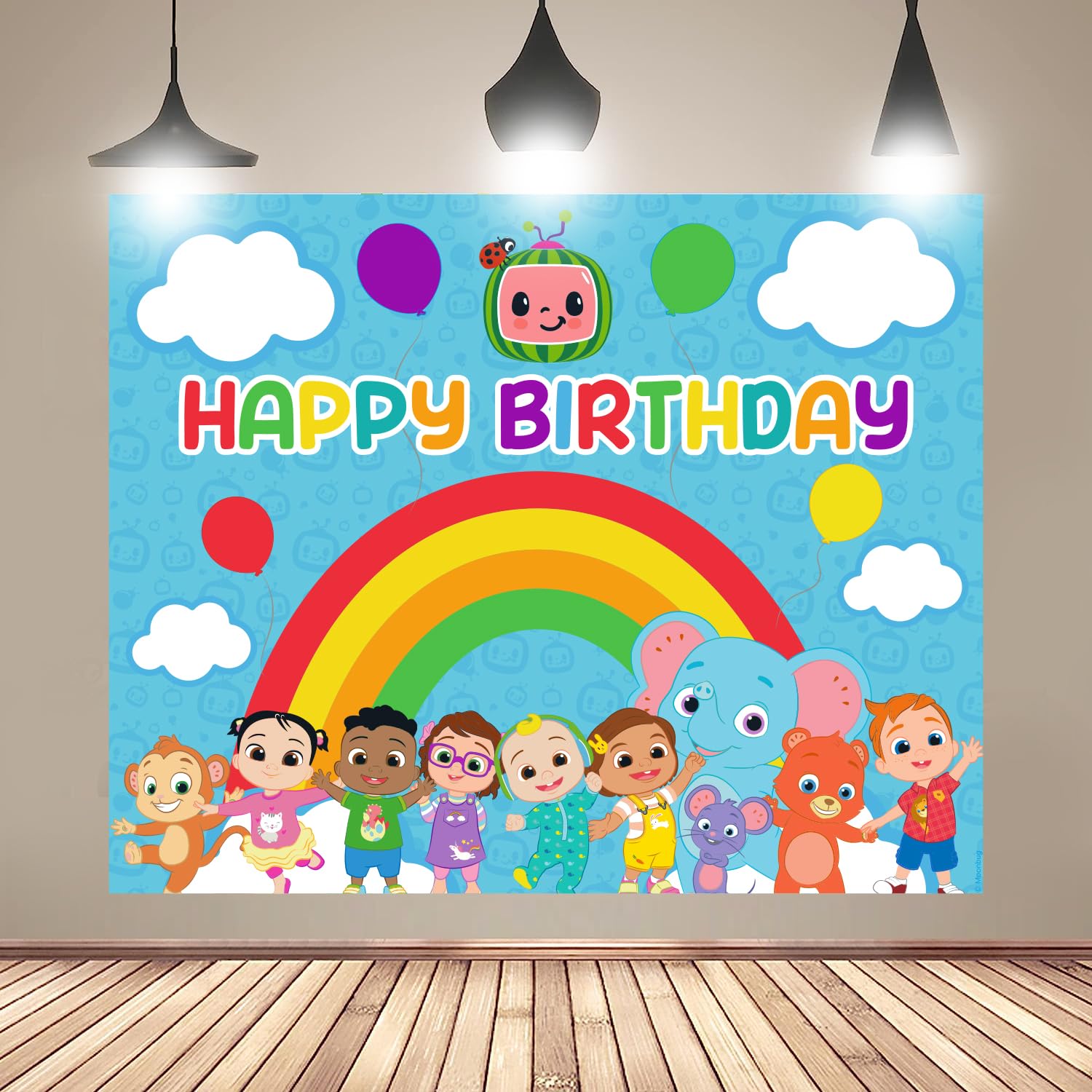 Buy Cocomelon® Theme Happy Birthday Banner Backdrop Blue - Cocomelon ...