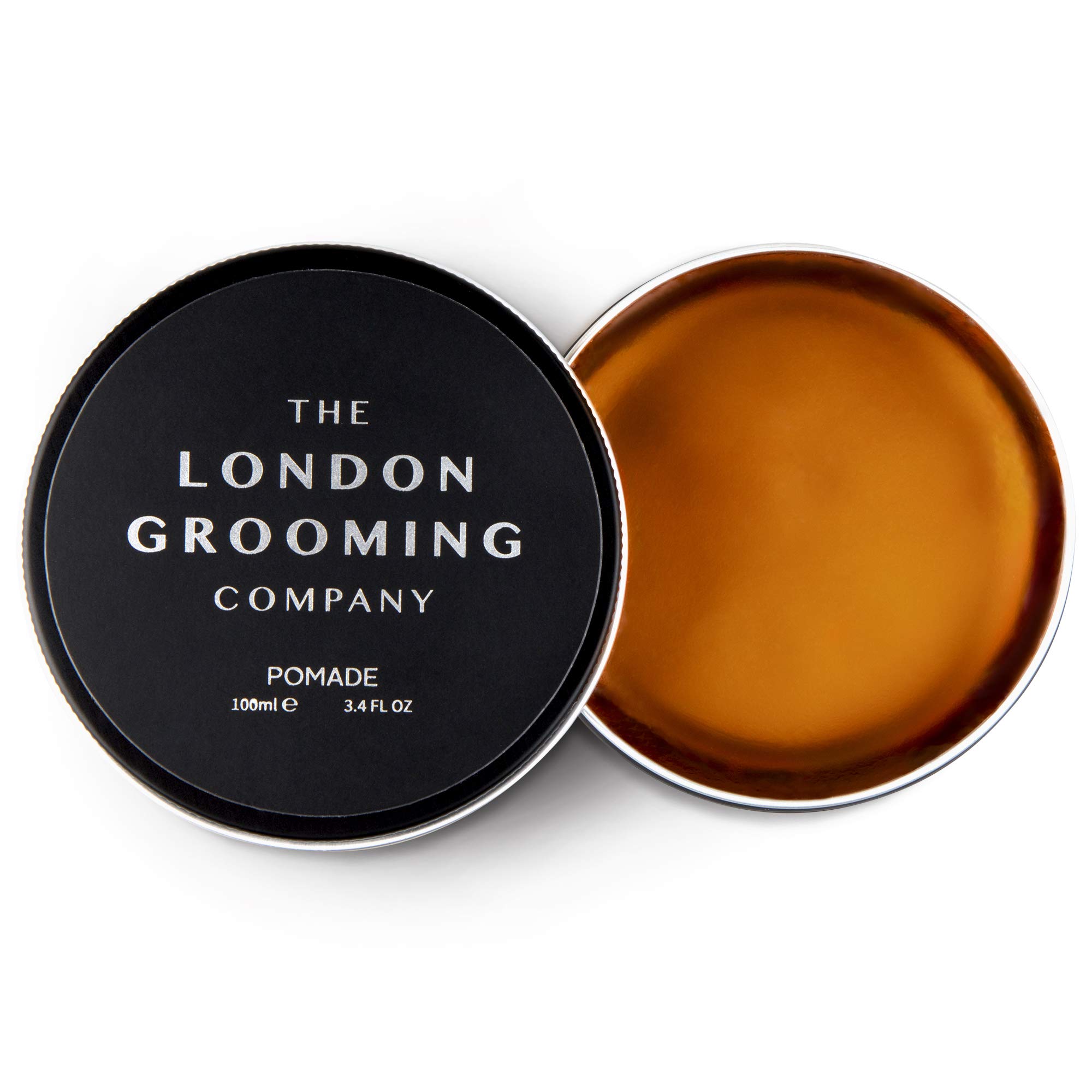 The London Grooming Company Pomade for Men - Strong Hold and High Shine Finish - 100ml Water Based Men's Hair Product, Easy to Wash Out - Oud Wood Scent