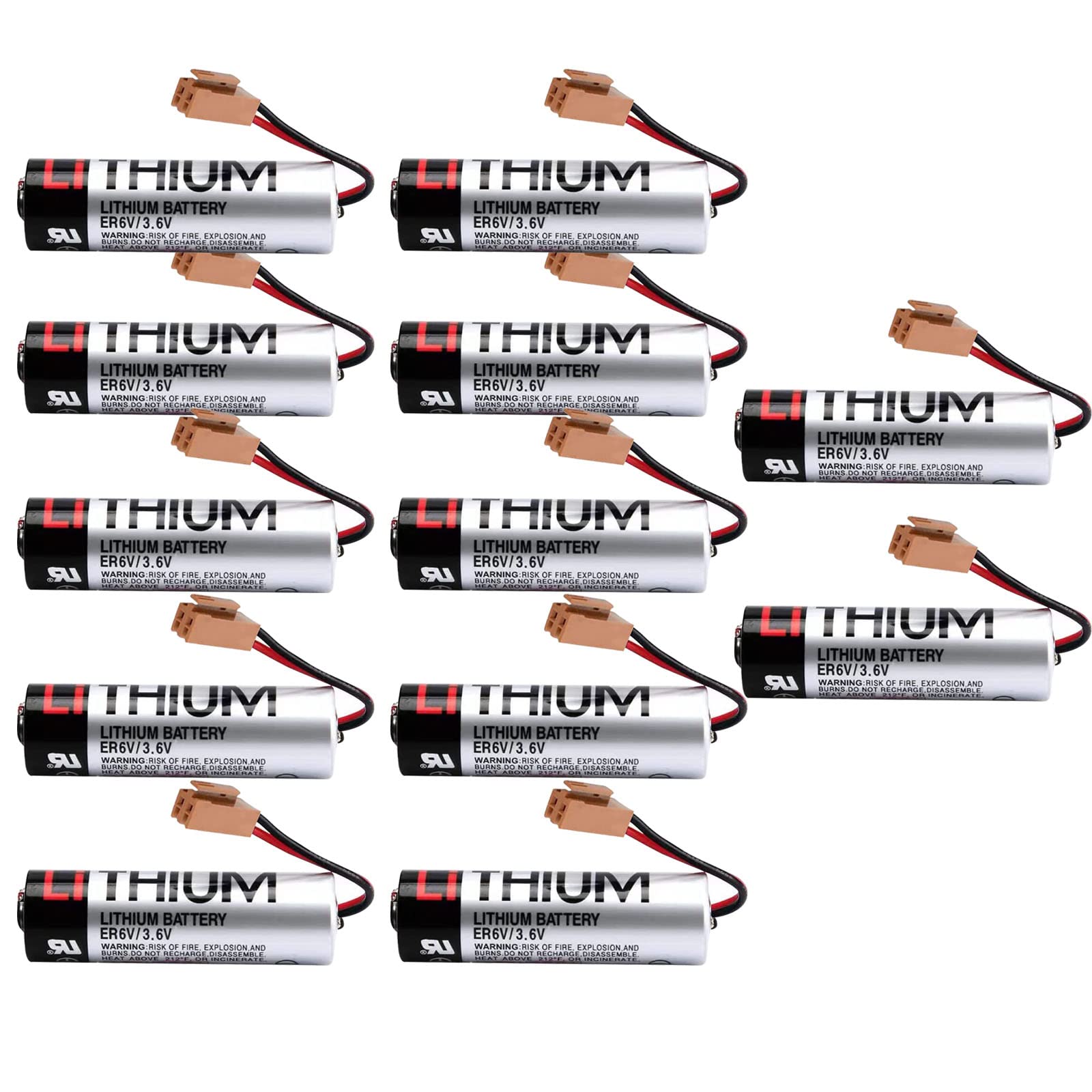 HZH (12Pack) ER6V/3.6V Lithium Battery (Brown Plug) 2400mAh for er6vc119a Battery for M64 System