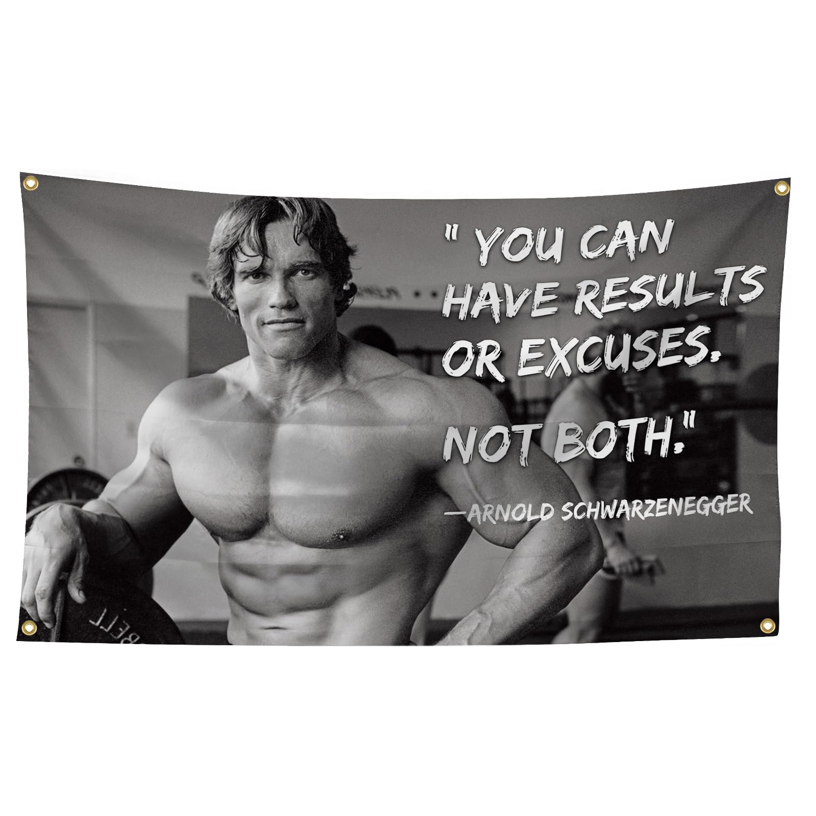 Arnold Schwarzenegger You Can Have Results Or Excuses. Not Both. 3x5 Feet Flag Inspirational Poster Durable Man Cave Wall Flag with Brass Grommets This beautiful entertaining banner flag for College