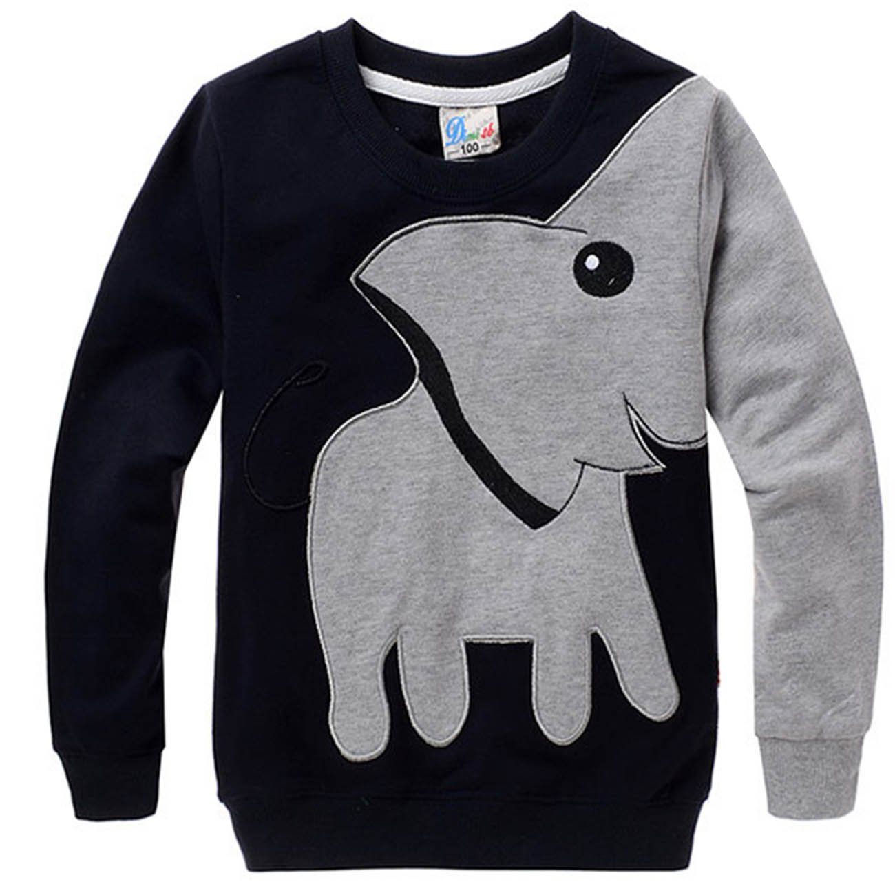 Boy's Long Sleeve Elephant Jumper Sweatshirt