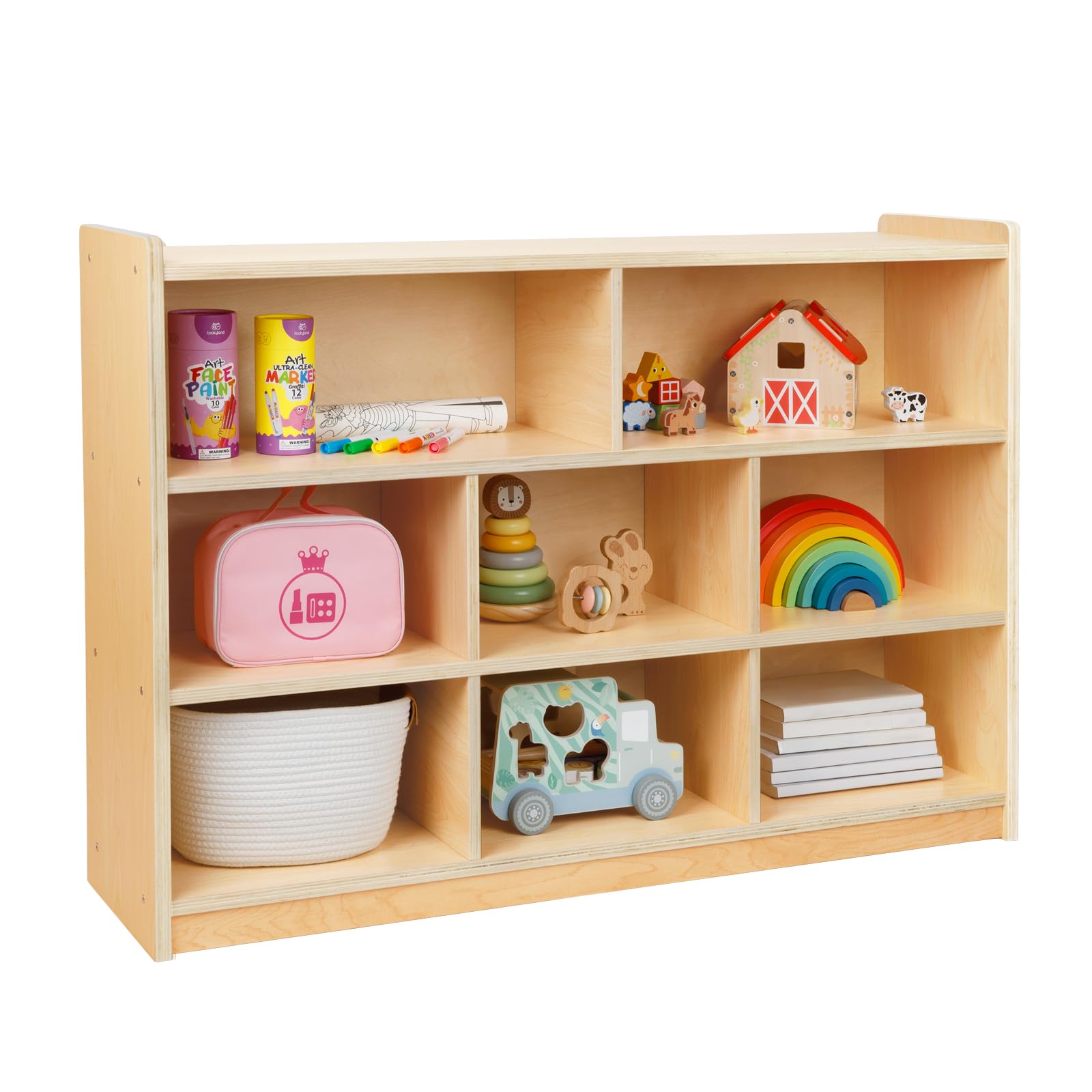 OOOK Toy Organizers and Storage for Kids, Montessori Shelf 8-Section Wooden Storage Cabinet for Kids Room, Playroom, Classroom, Daycare and Preschool