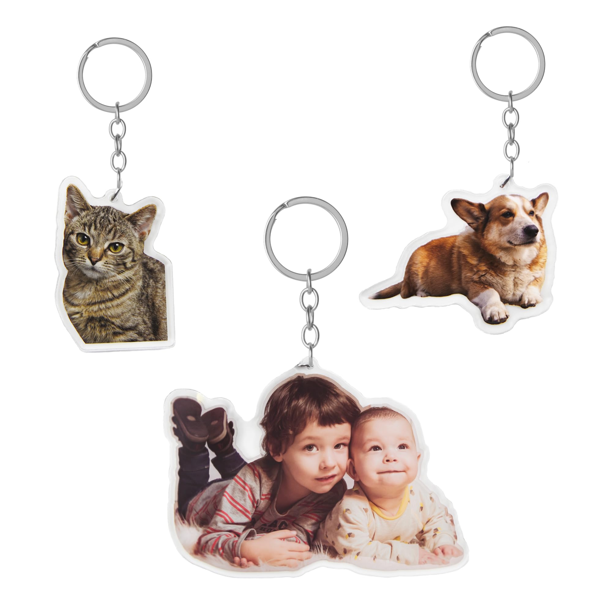 EletizyPersonalized Photo Dog Cat Acrylic Keychain Custom Keyring Backpack Pendant Gift