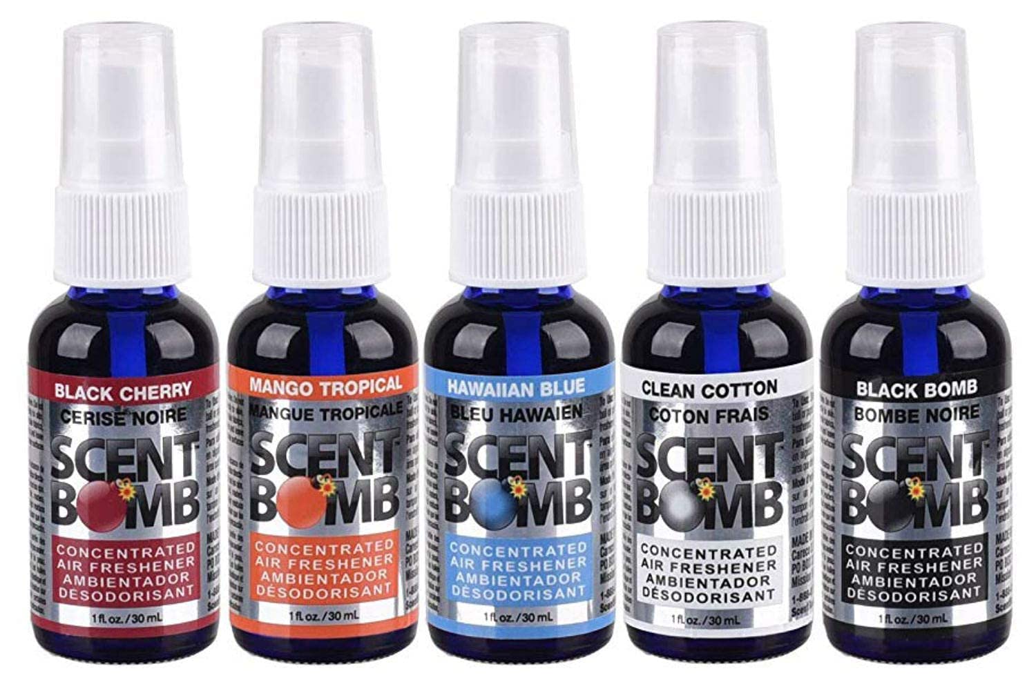 Scent Bomb 100% Concentrated Air Freshener Car/Home Spray [Choose The Scent] (Mix #1, 5 Bottles)