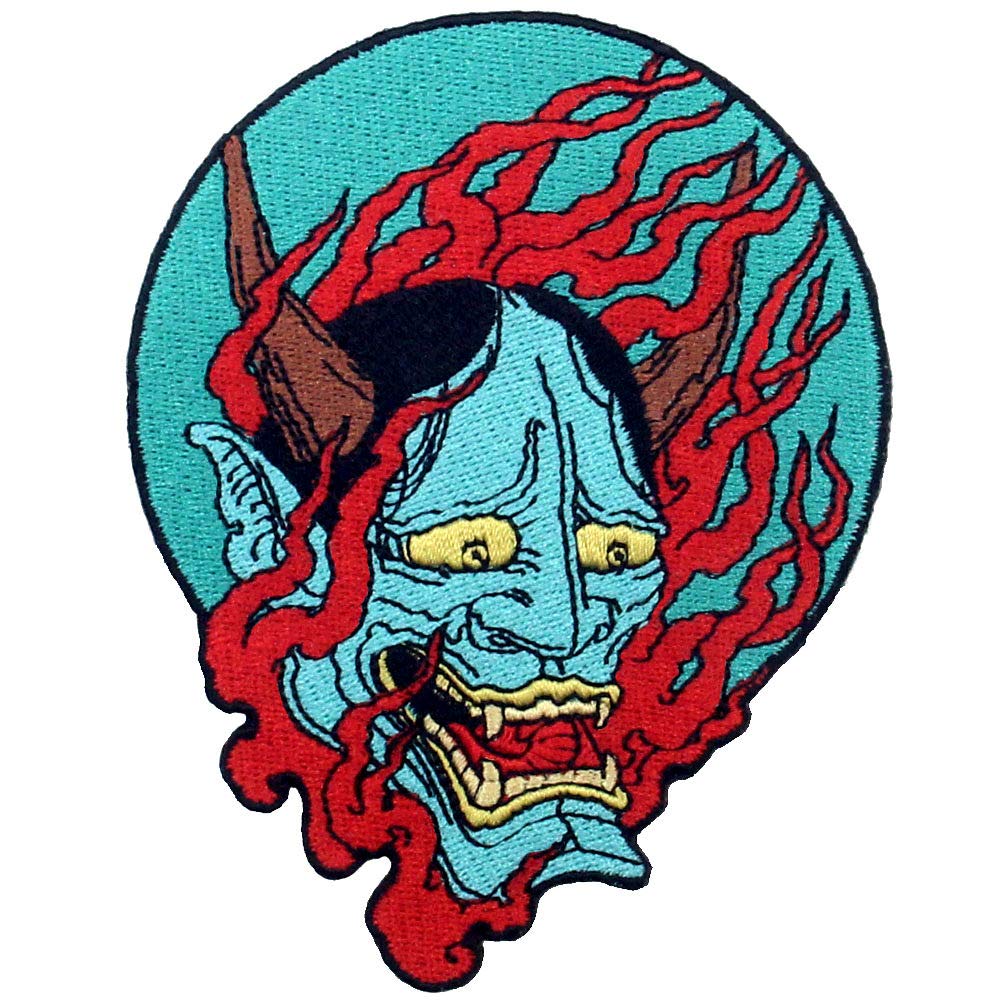 ZEGINsSamurai Hannya oni Patch Embroidered Applique Badge Iron On Sew On Emblem