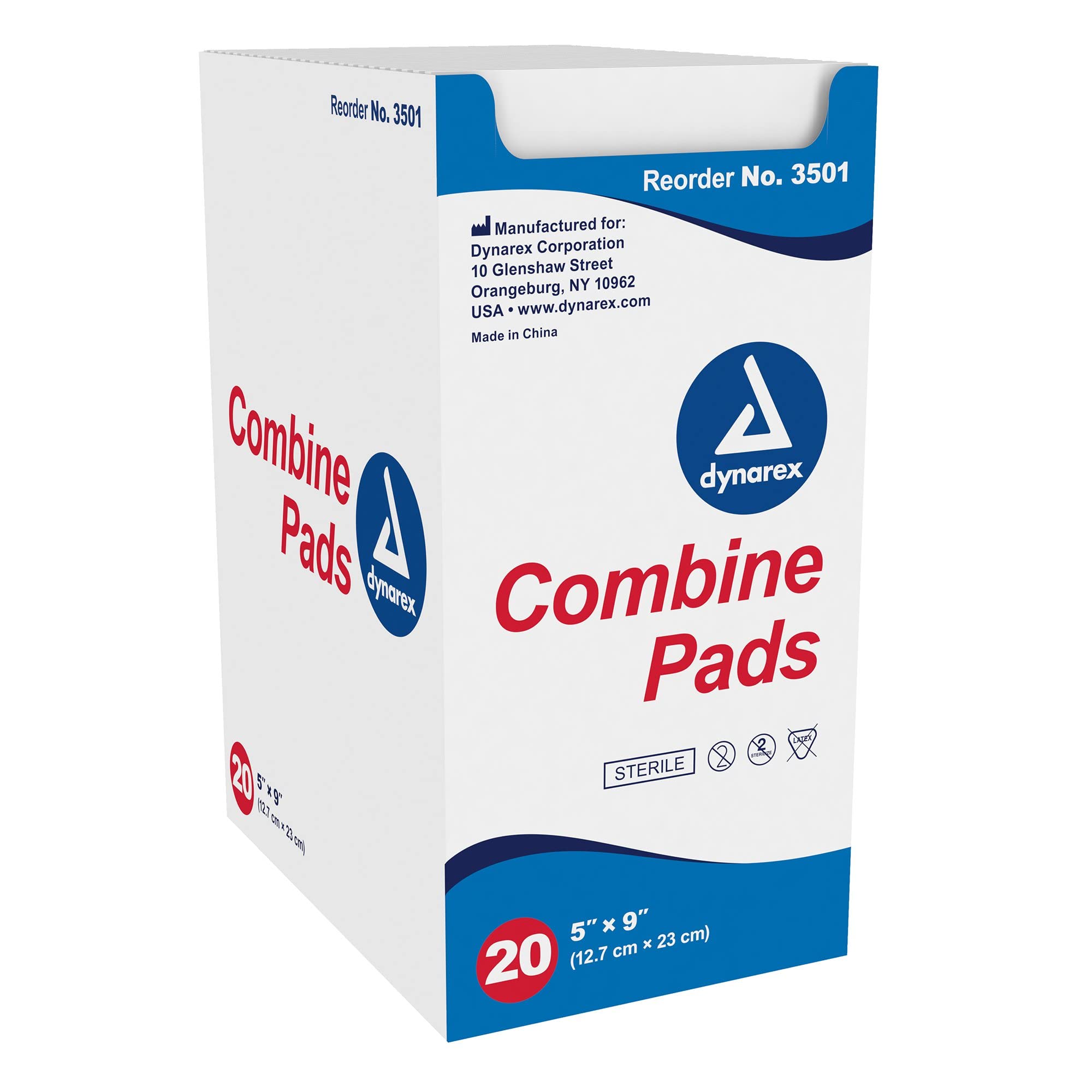 Dynarex Combine Pads, Sterile, 5 x 9 Inch, 20 Count