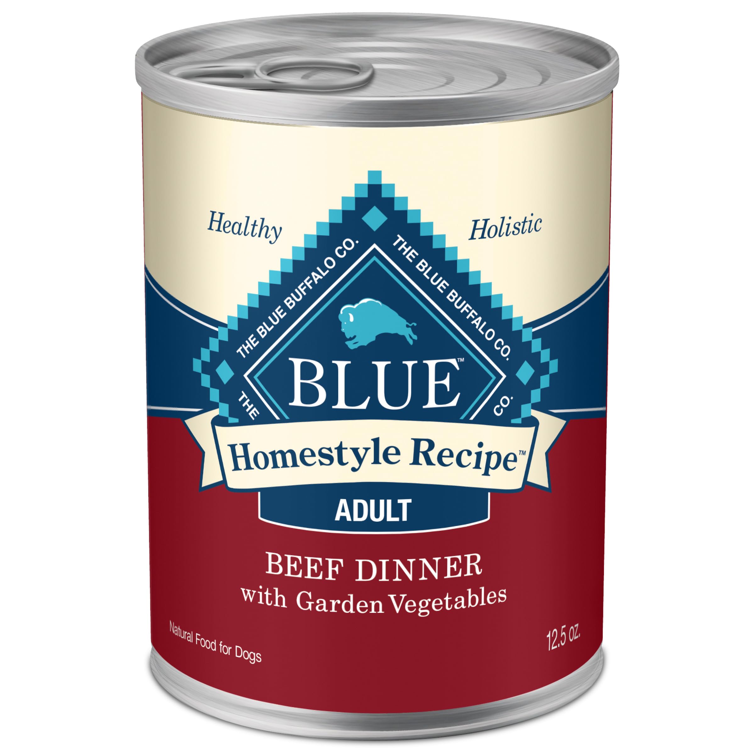 Blue Buffalo Homestyle Recipe Adult Wet Dog Food, Made with Natural Ingredients, Beef Dinner With Garden Vegetables, 12.5-oz. Cans (Pack of 12)