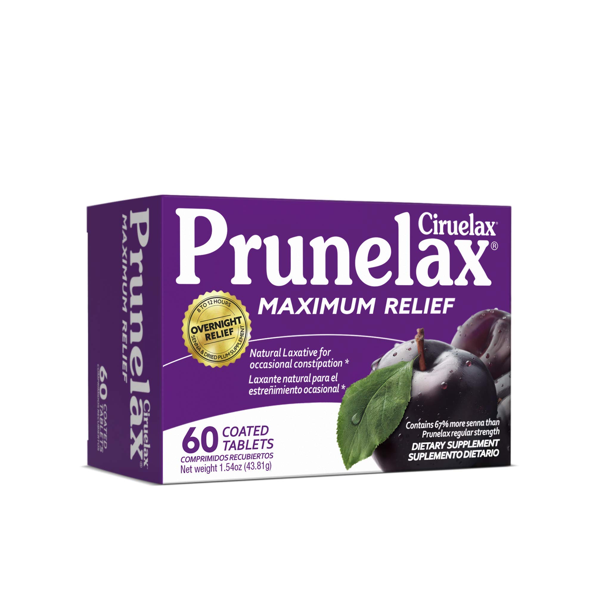 Prunelax Ciruelax Natural Laxative Maximum Relief Tablets, 60Count, Pack of 6