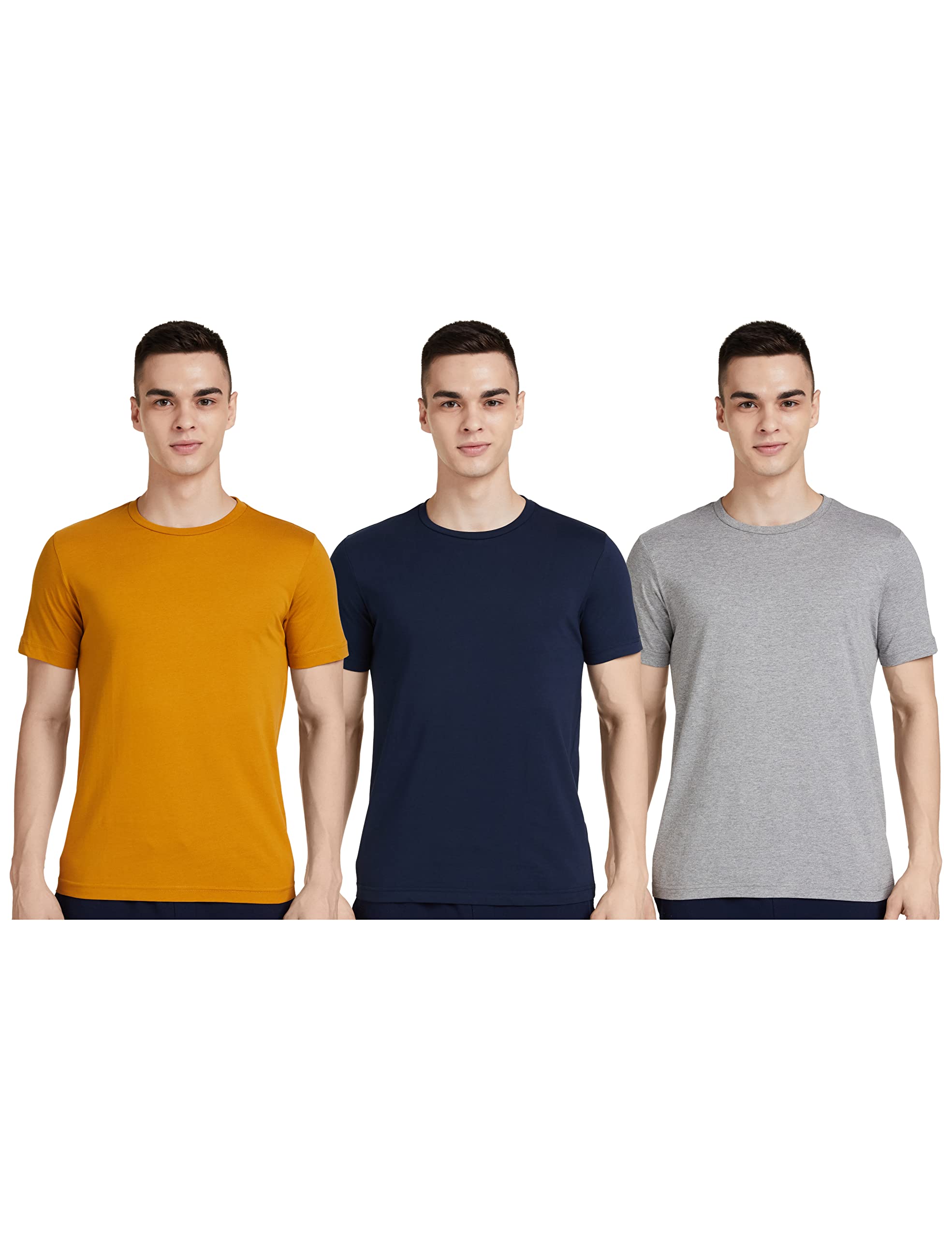 Amazon Brand - Symbol Men's Solid Cotton T Shirt | Plain | Round Neck | Half Sleeve - Regular Fit | Combo Pack of 3 (Available in Plus Size)