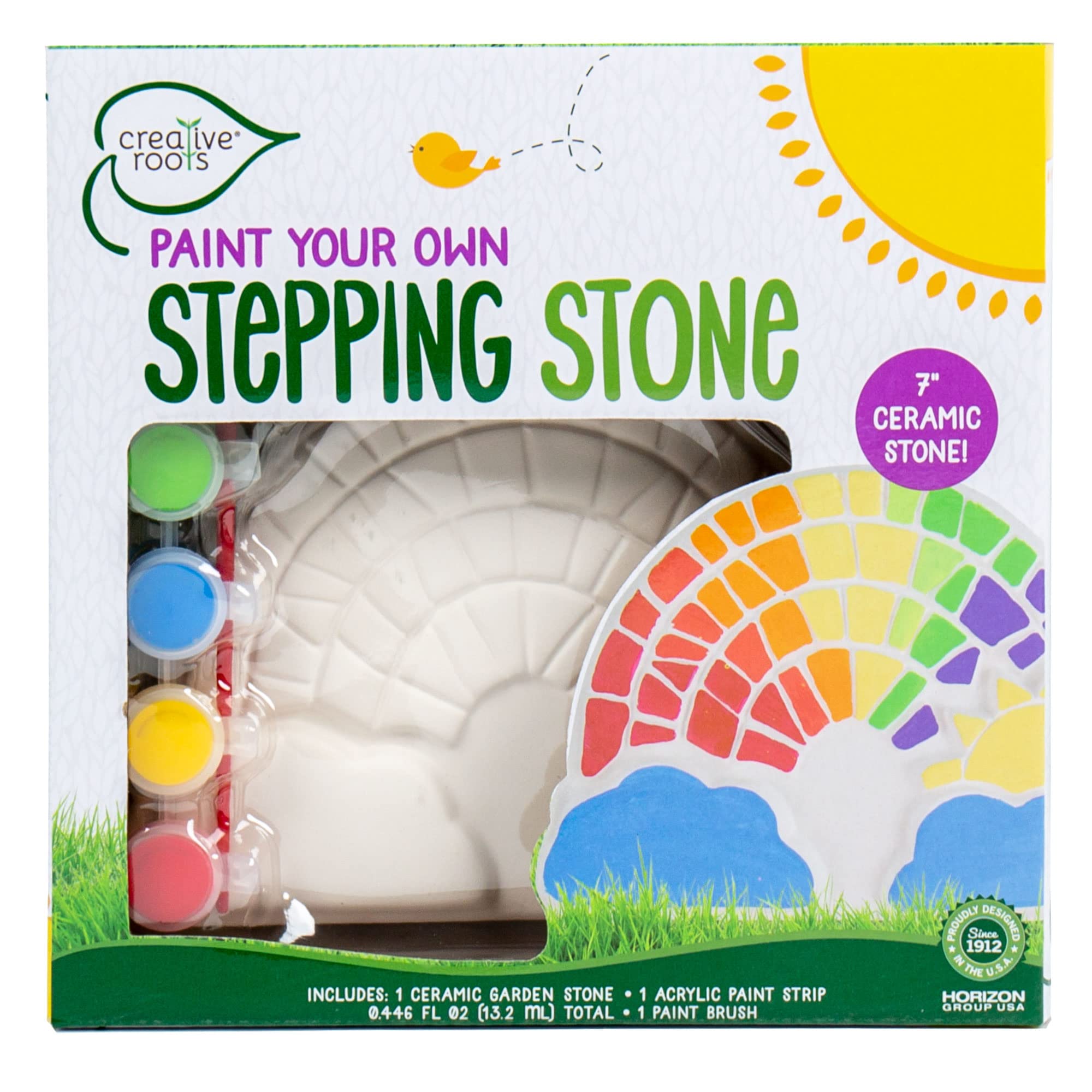 Creative Roots Paint Your Own Rainbow Stepping Stone Craft Kits for Kids, Ceramics to Paint, Ages 6+