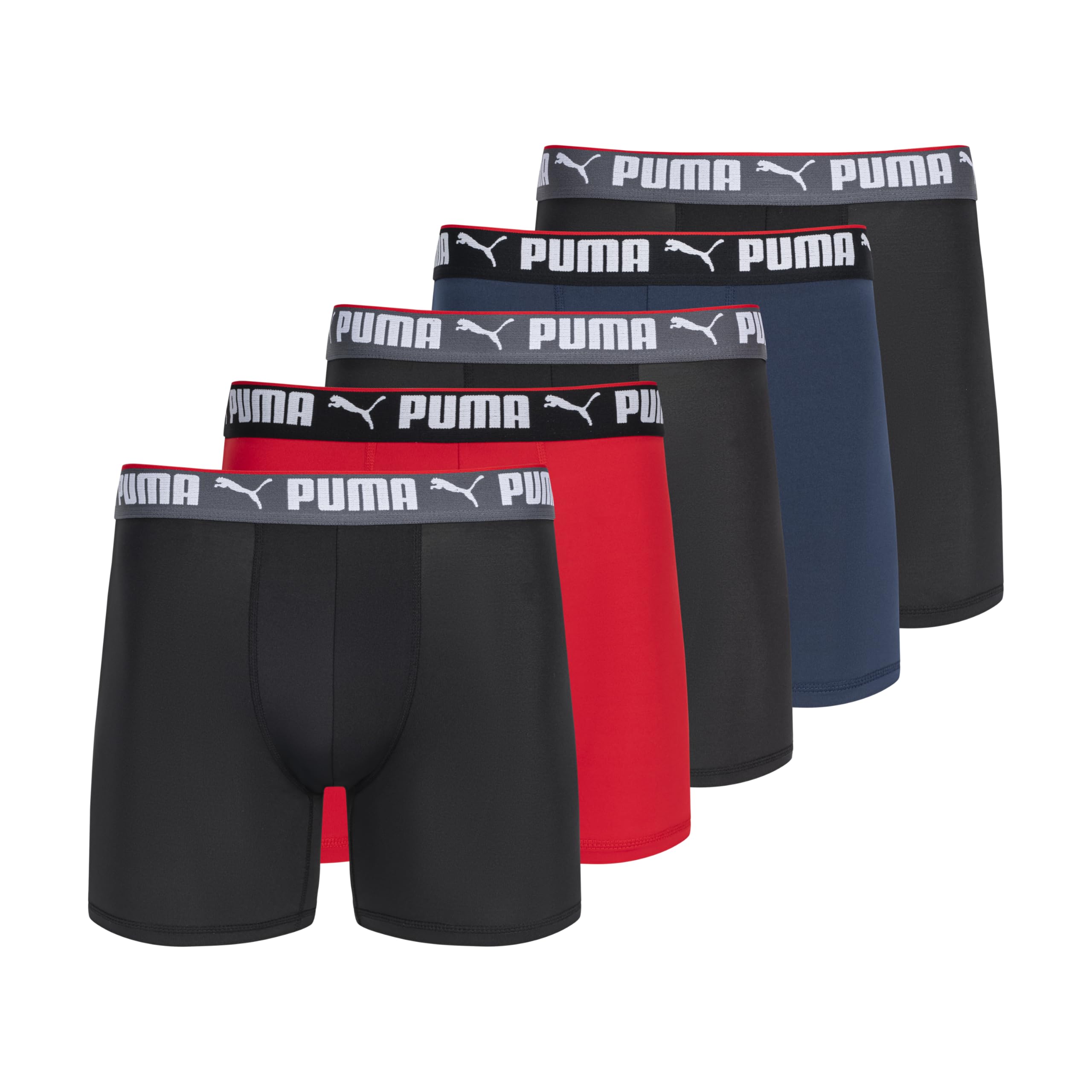 PUMA Men's 5 Pack Performance Boxer Briefs