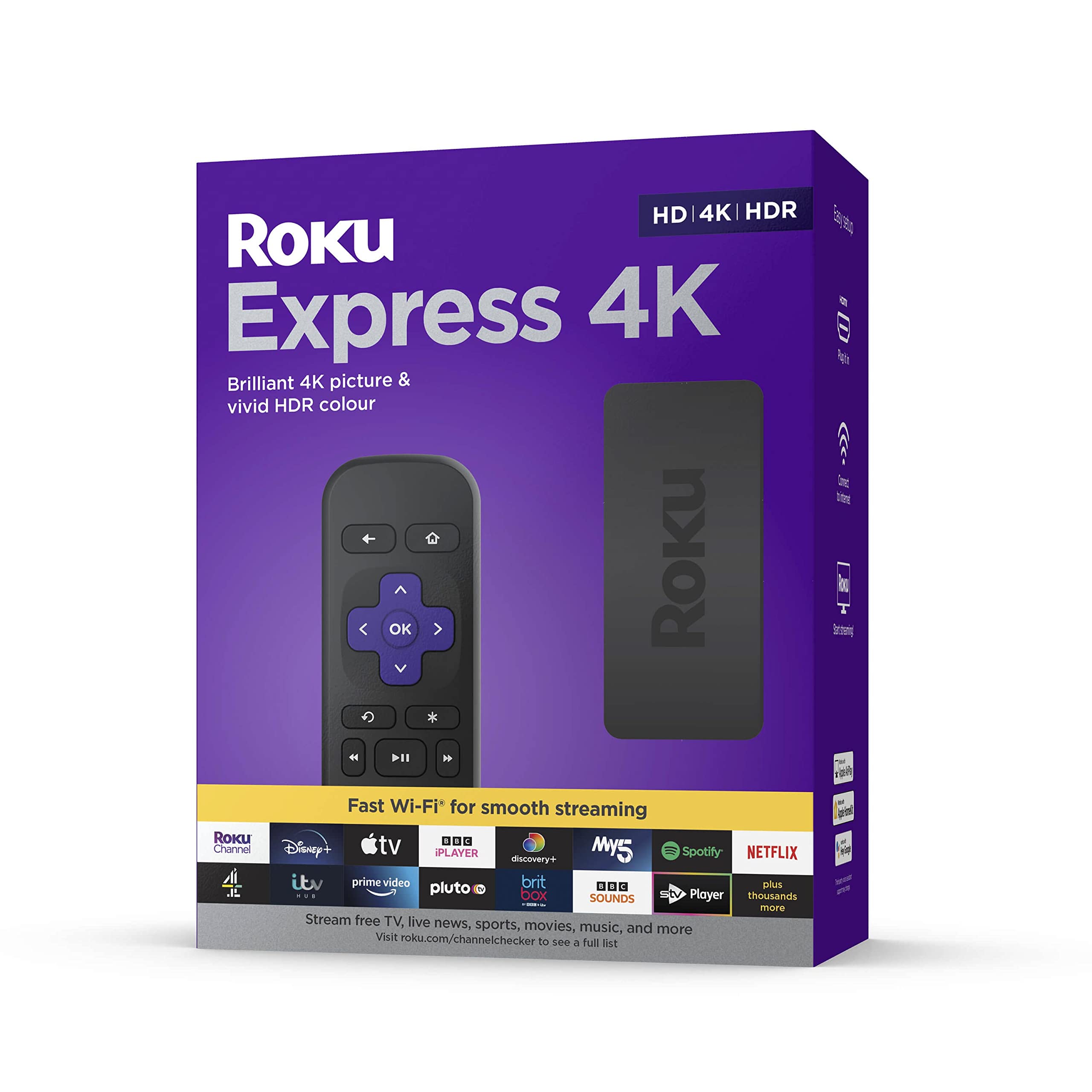 Roku Express 4K | HD/4K/HDR Streaming Media Player, Black