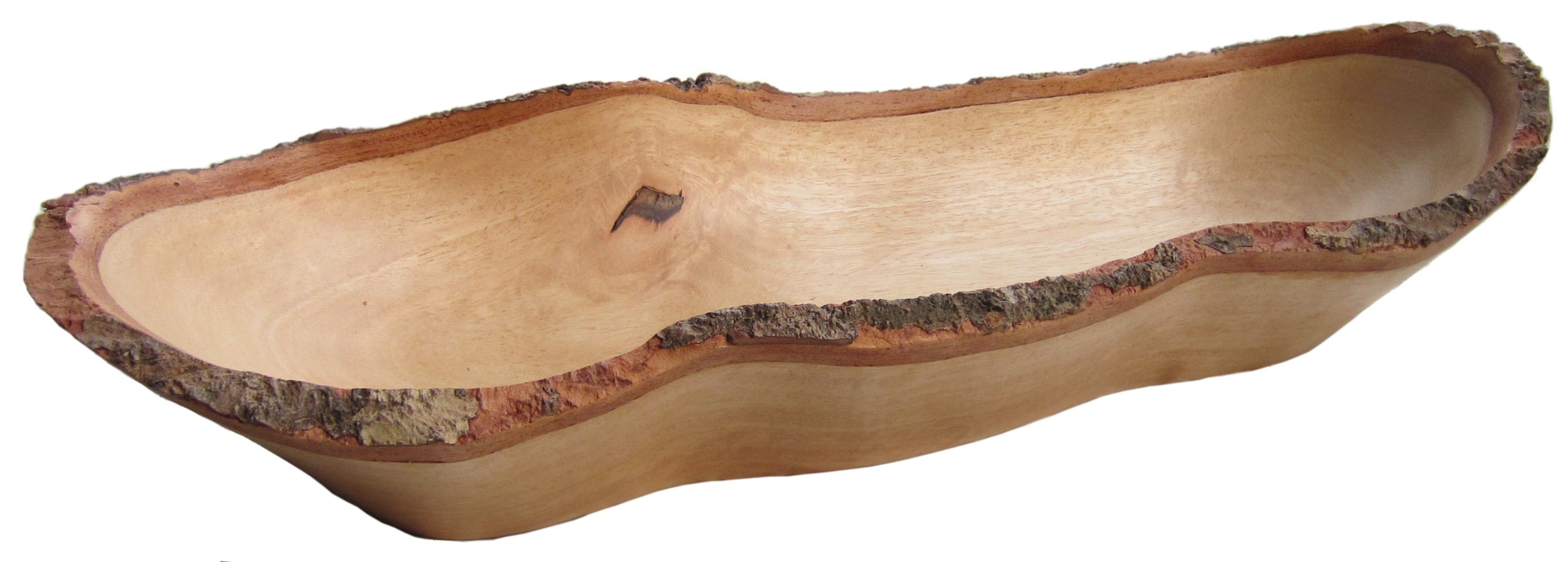 roro Natural Long Tray with Bark Edge Made from Sustainable Wood, 17" L