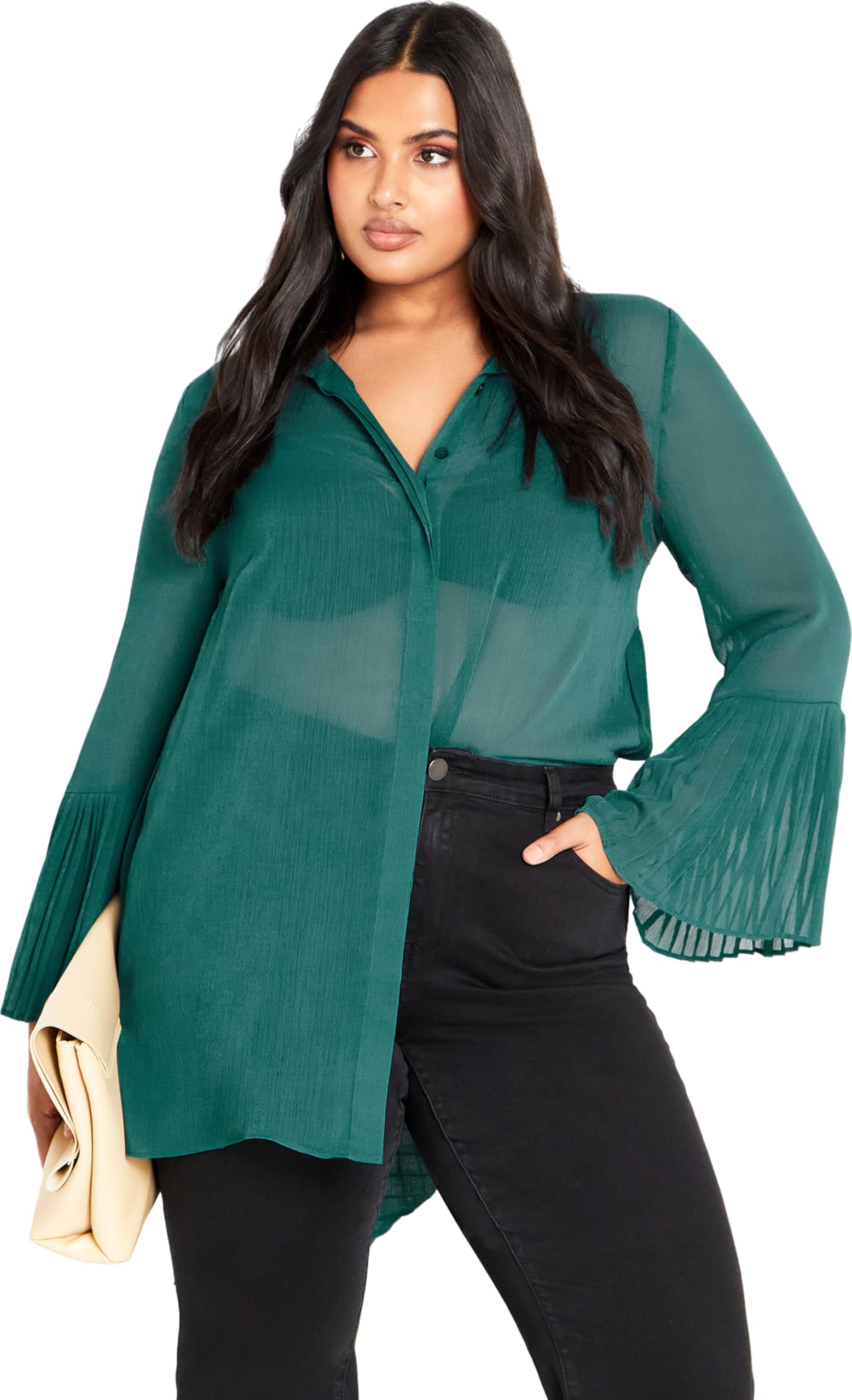 AvenueWomen's Ave Studio Plus Size Shirt Perla Pleat