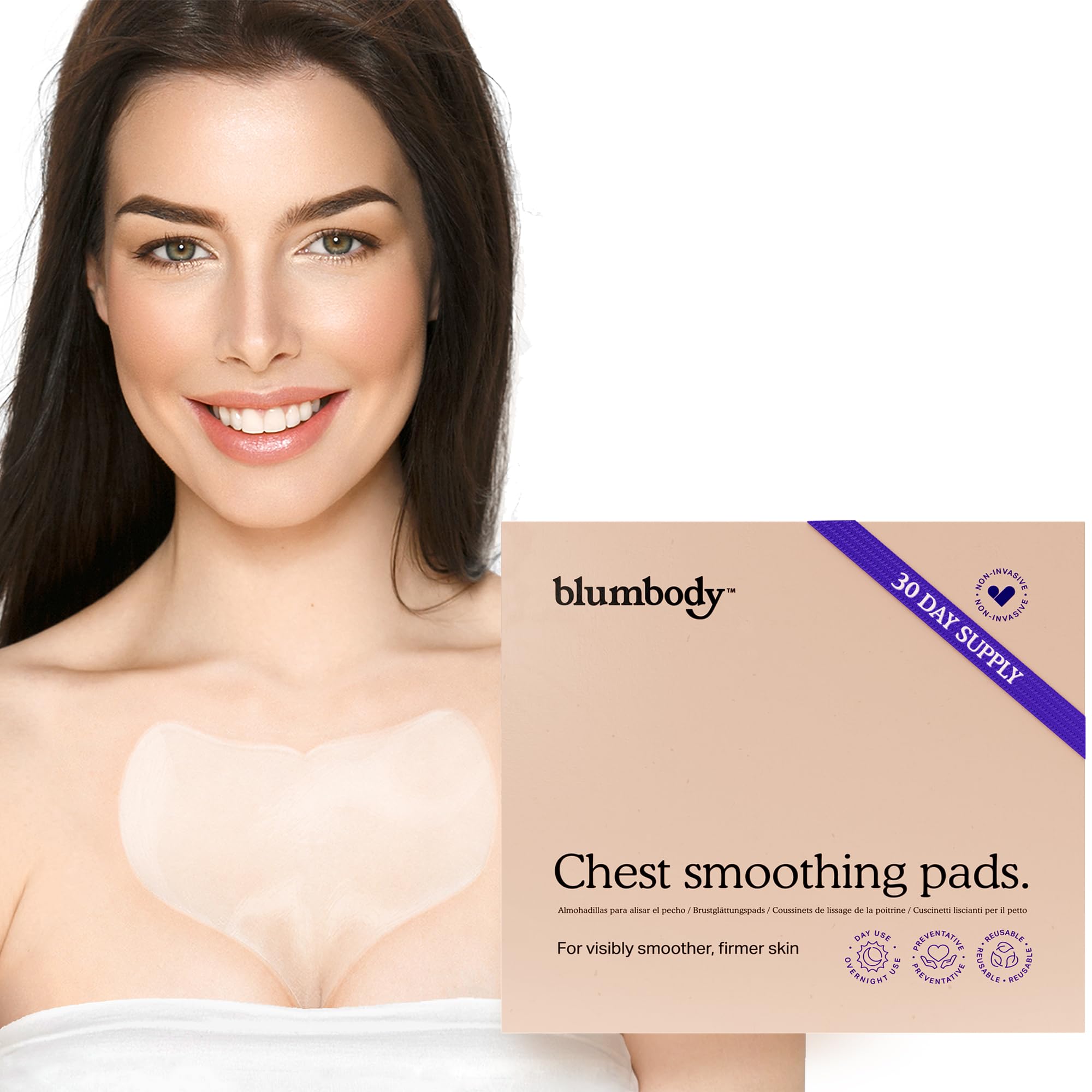 Chest Wrinkle Pads - Silicone Patches for Wrinkles - Overnight Anti Wrinkle Patches, Anti Aging Silicone Wrinkle Patches Reusable - Neck & Décolleté, Skin Safe Chest Wrinkle Patches (1-mo Supply)